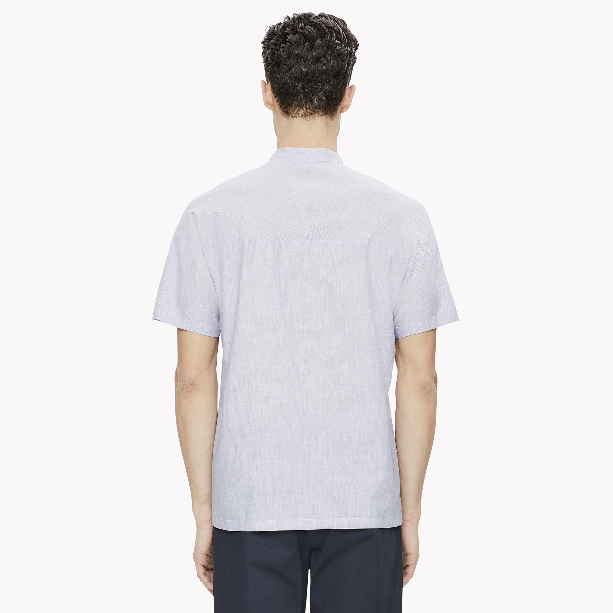 Band-Collar Stripe Shirt