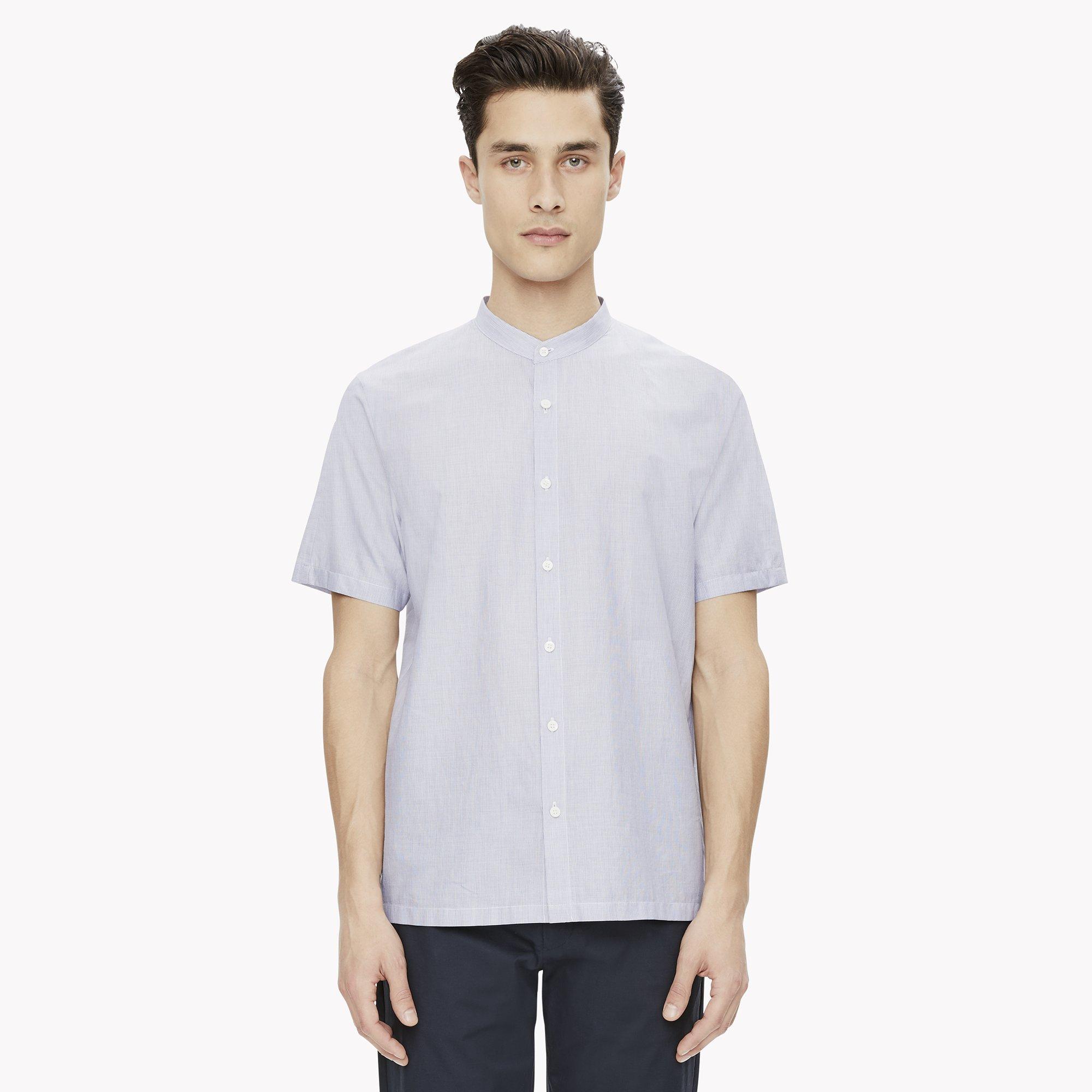 Band-Collar Stripe Shirt