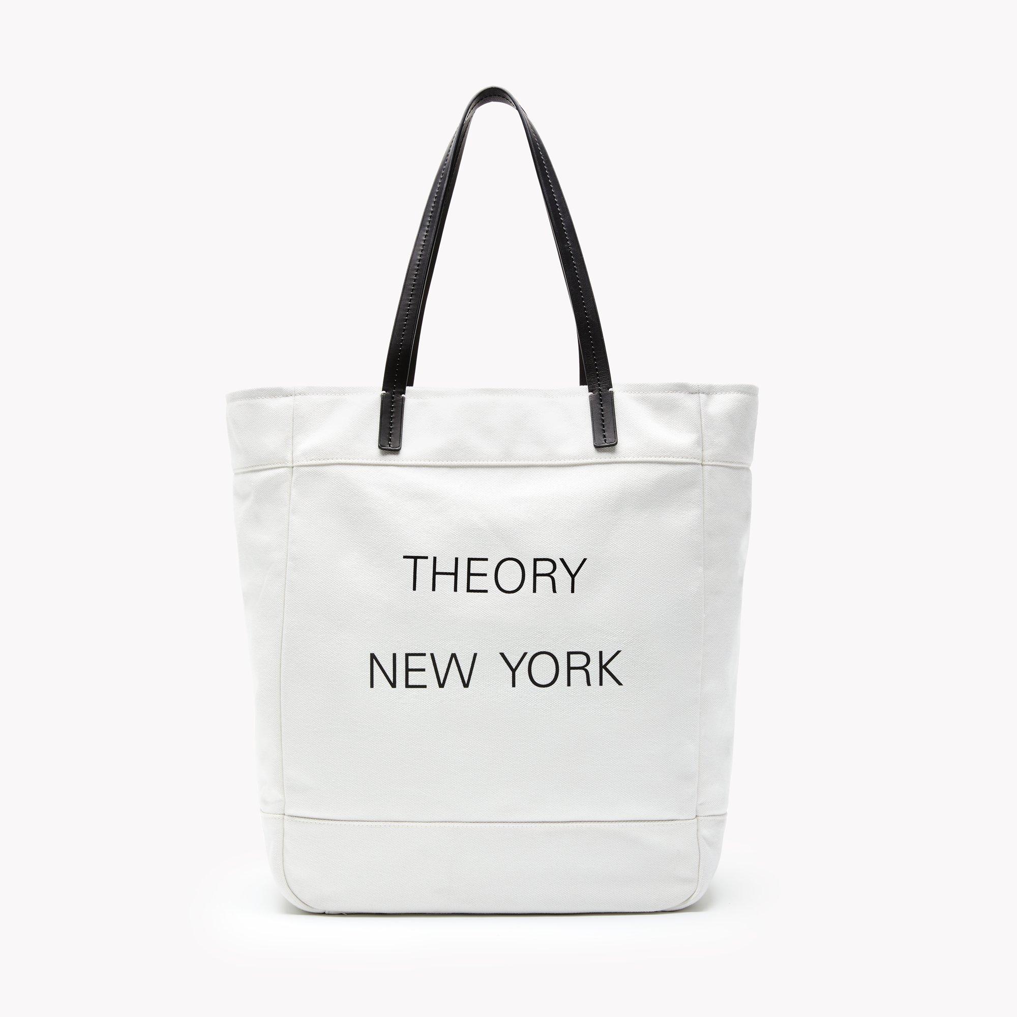 New York Box Tote In Canvas And Leather