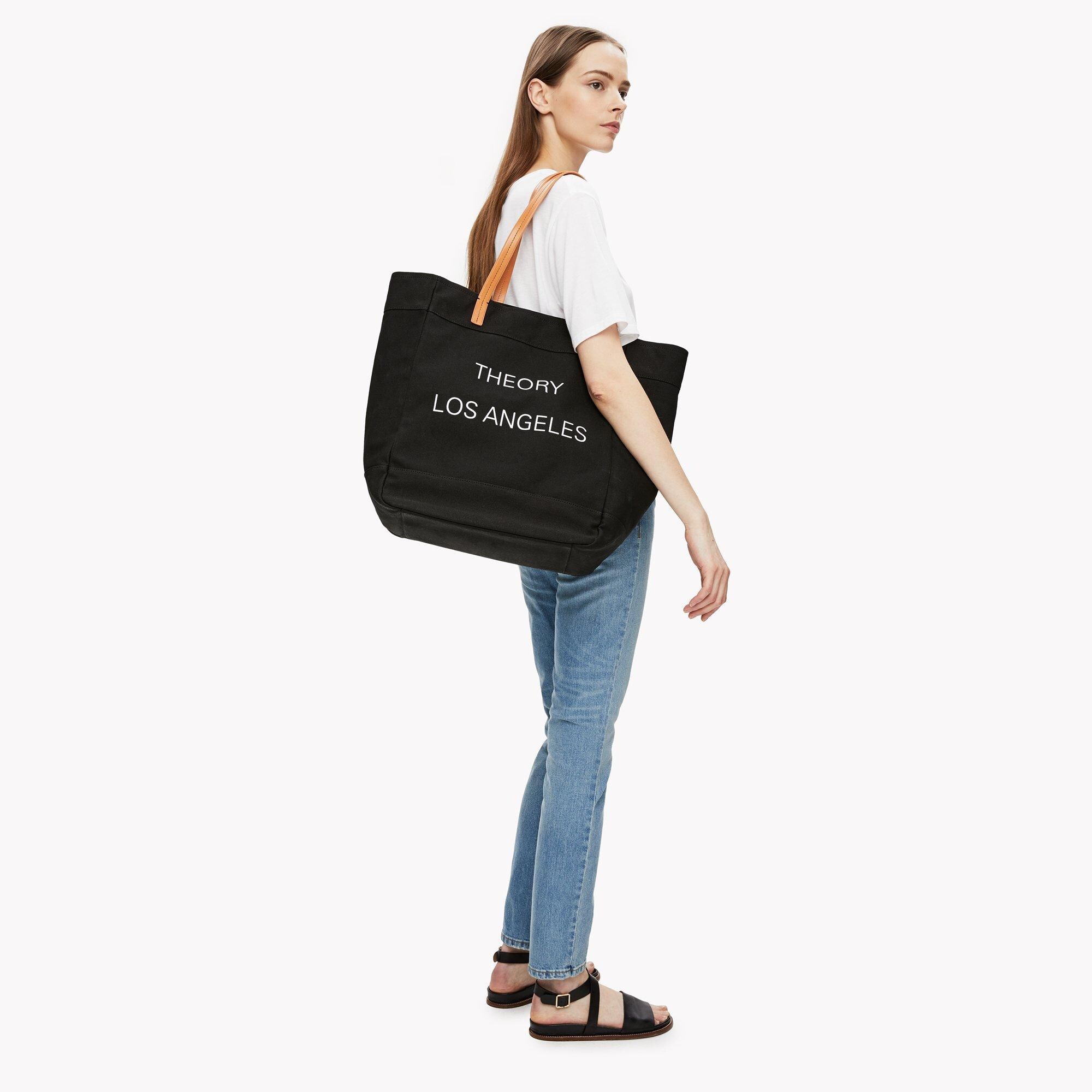 Los Angeles Box Tote in Canvas and Leather