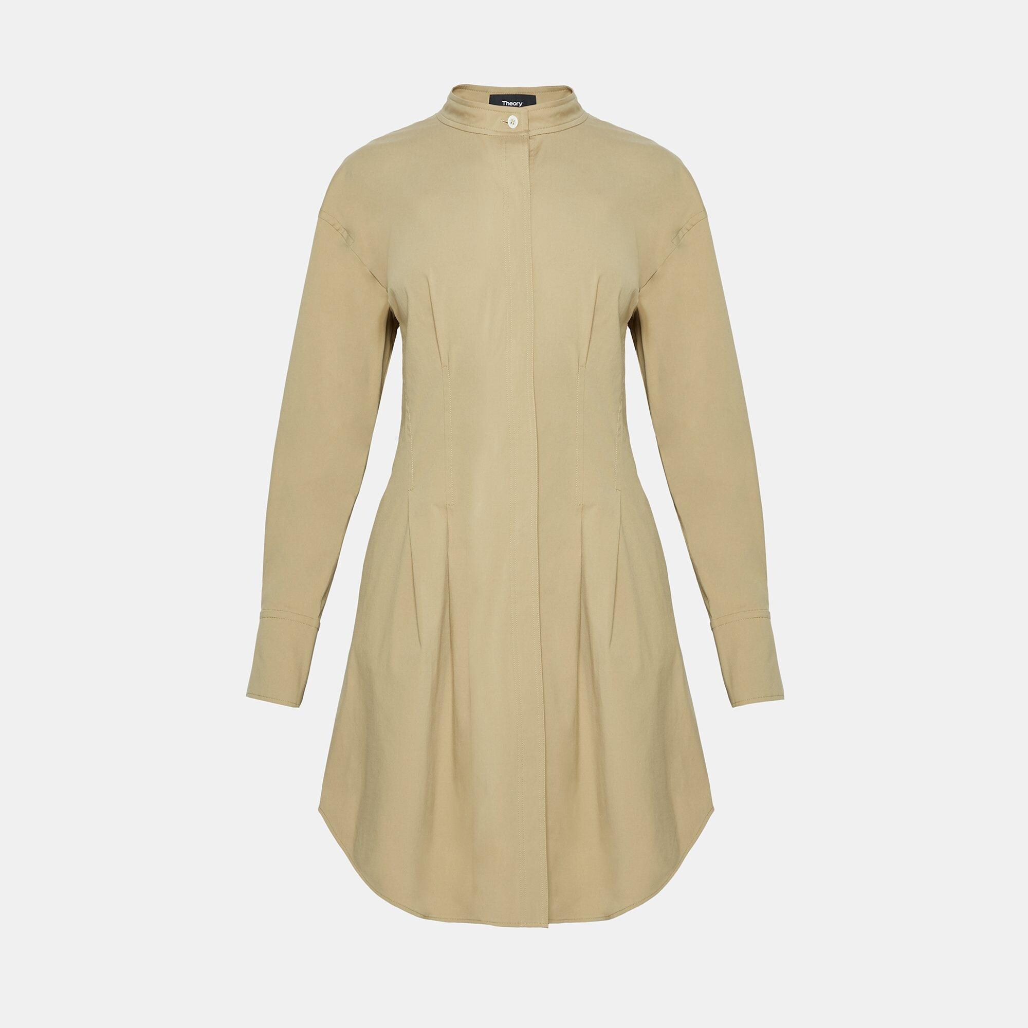 Band-Collar Shirt Dress