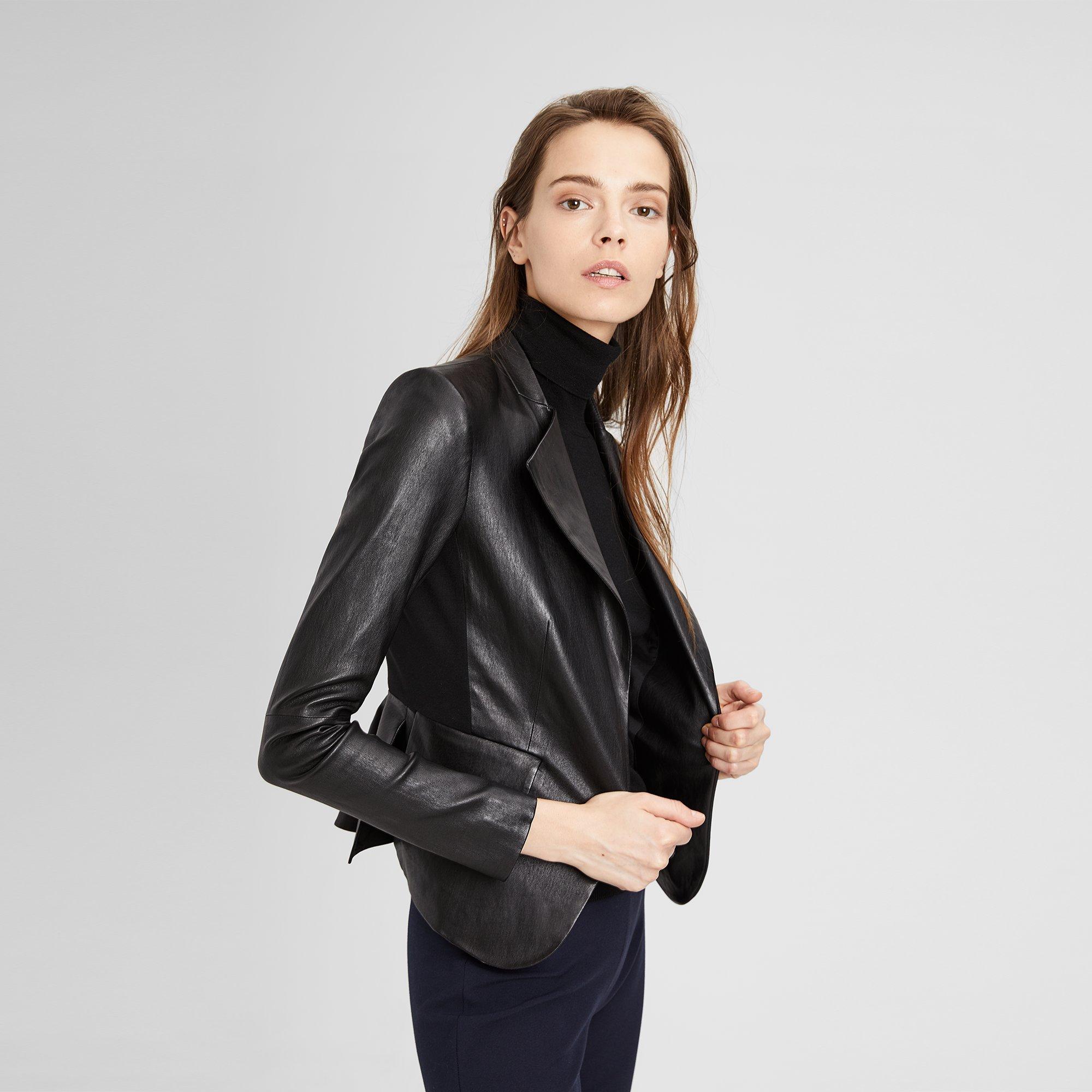 Theory peplum 2025 leather jacket