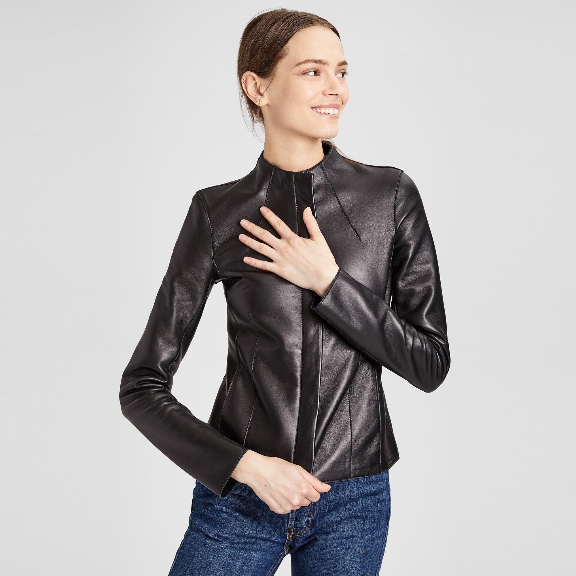 Theory Official Site | Leather Mock Jacket