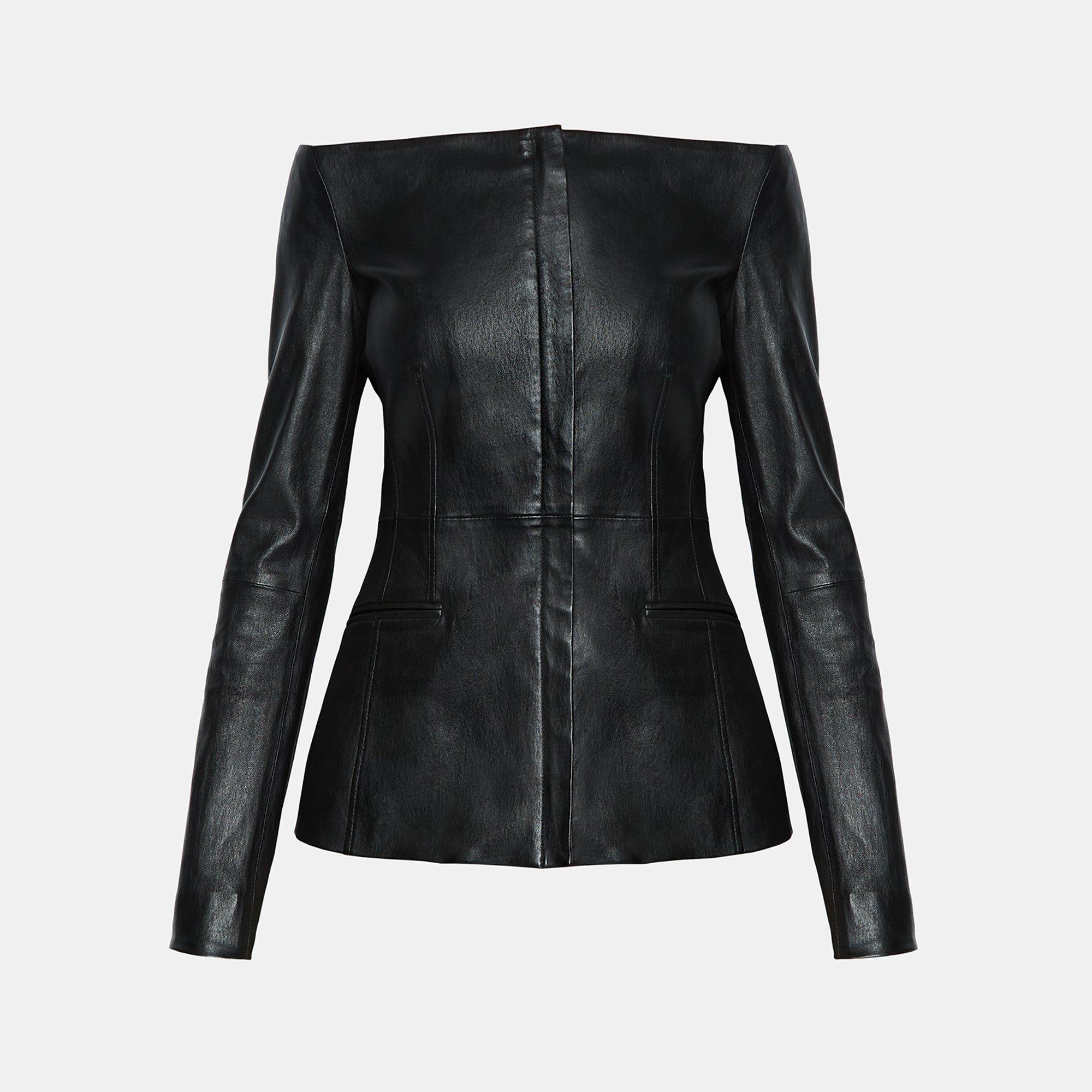 Theory Official Site Off The Shoulder Leather Jacket