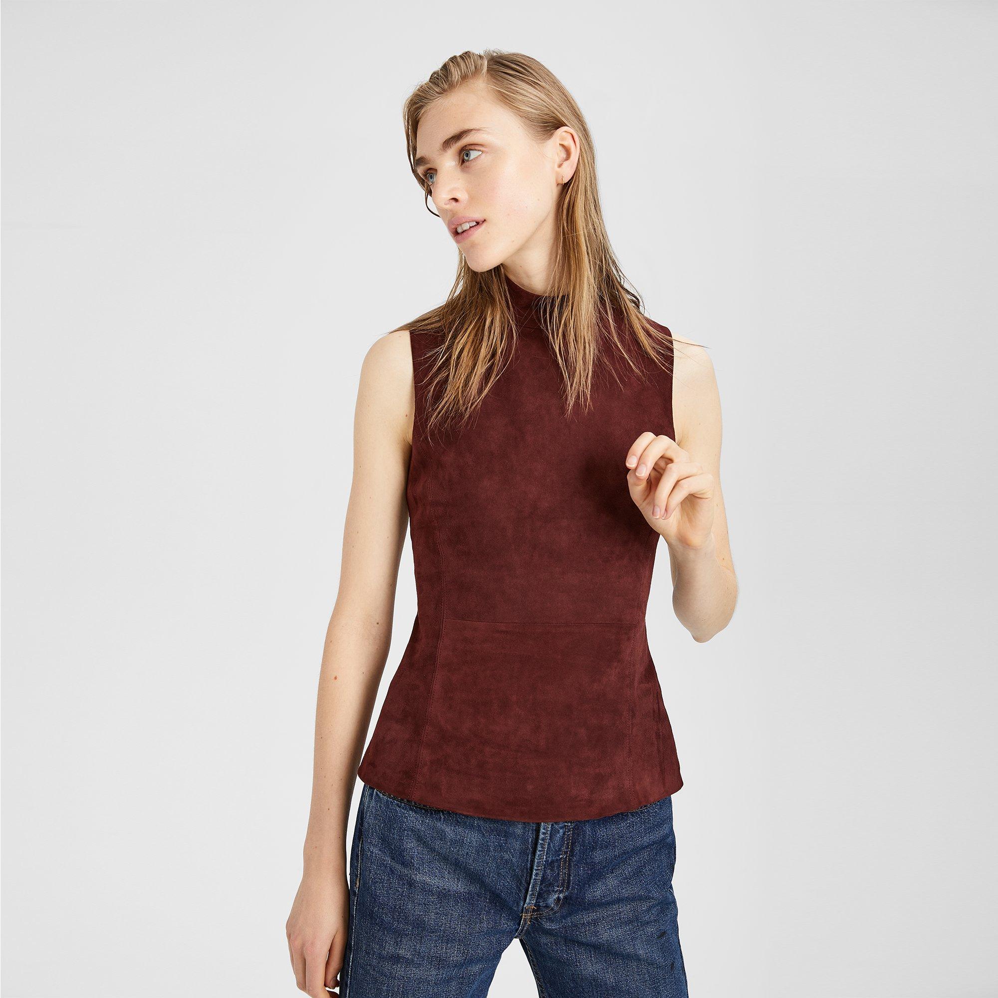 Suede-Ponte Mock Top