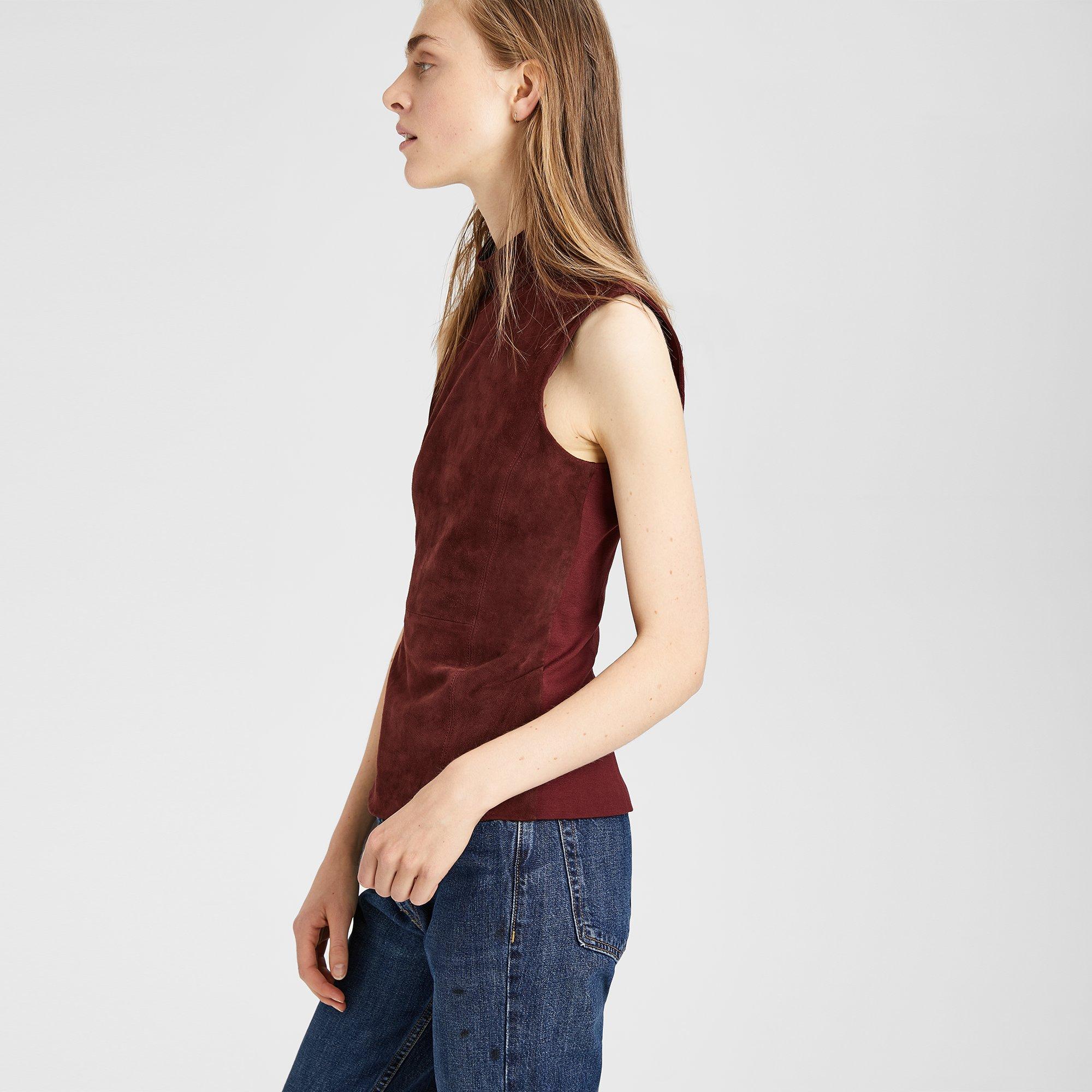 Suede-Ponte Mock Top