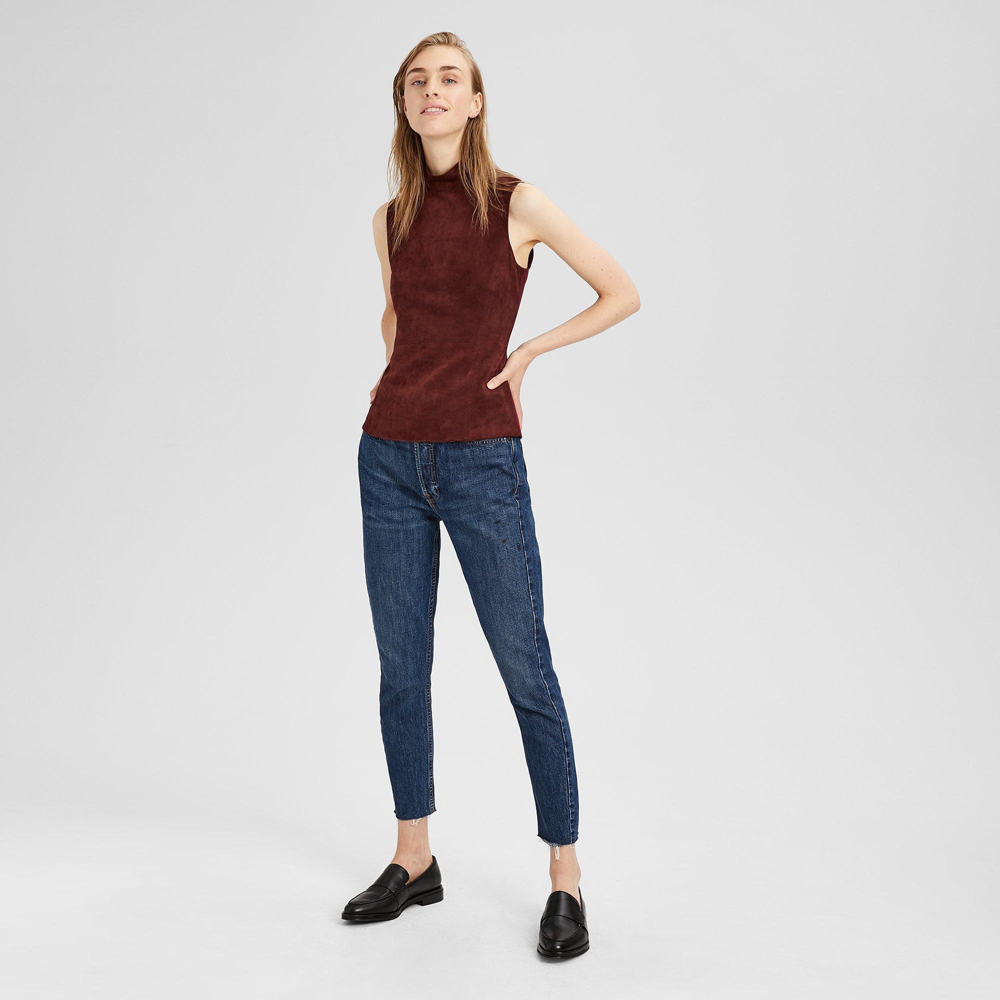 Suede-Ponte Mock Top