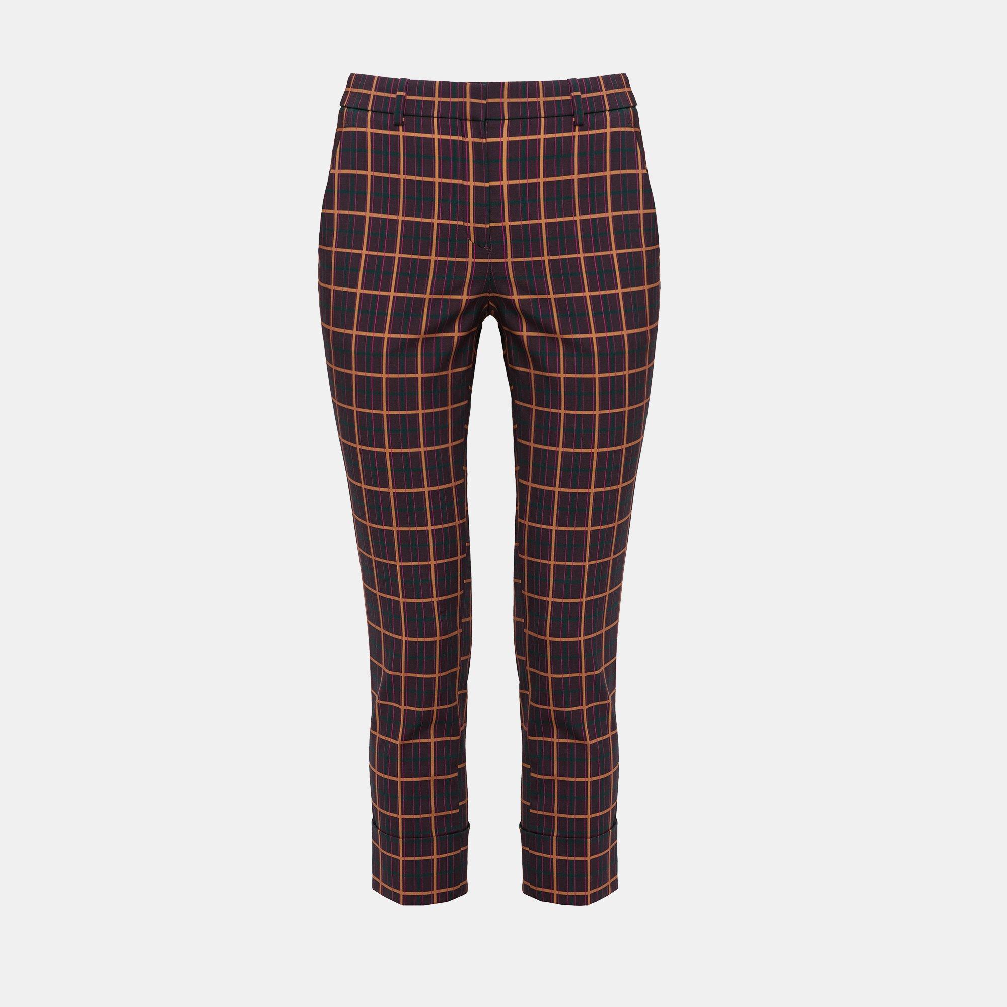 Crop Cuff Plaid Pant