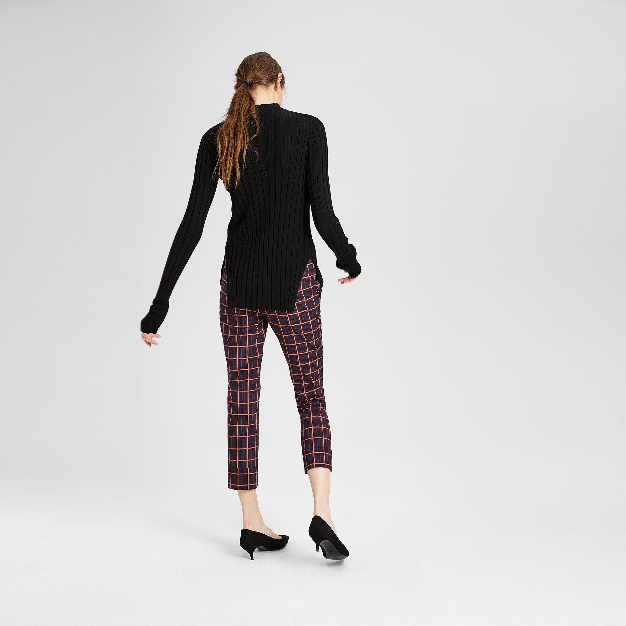 Crop Cuff Plaid Pant