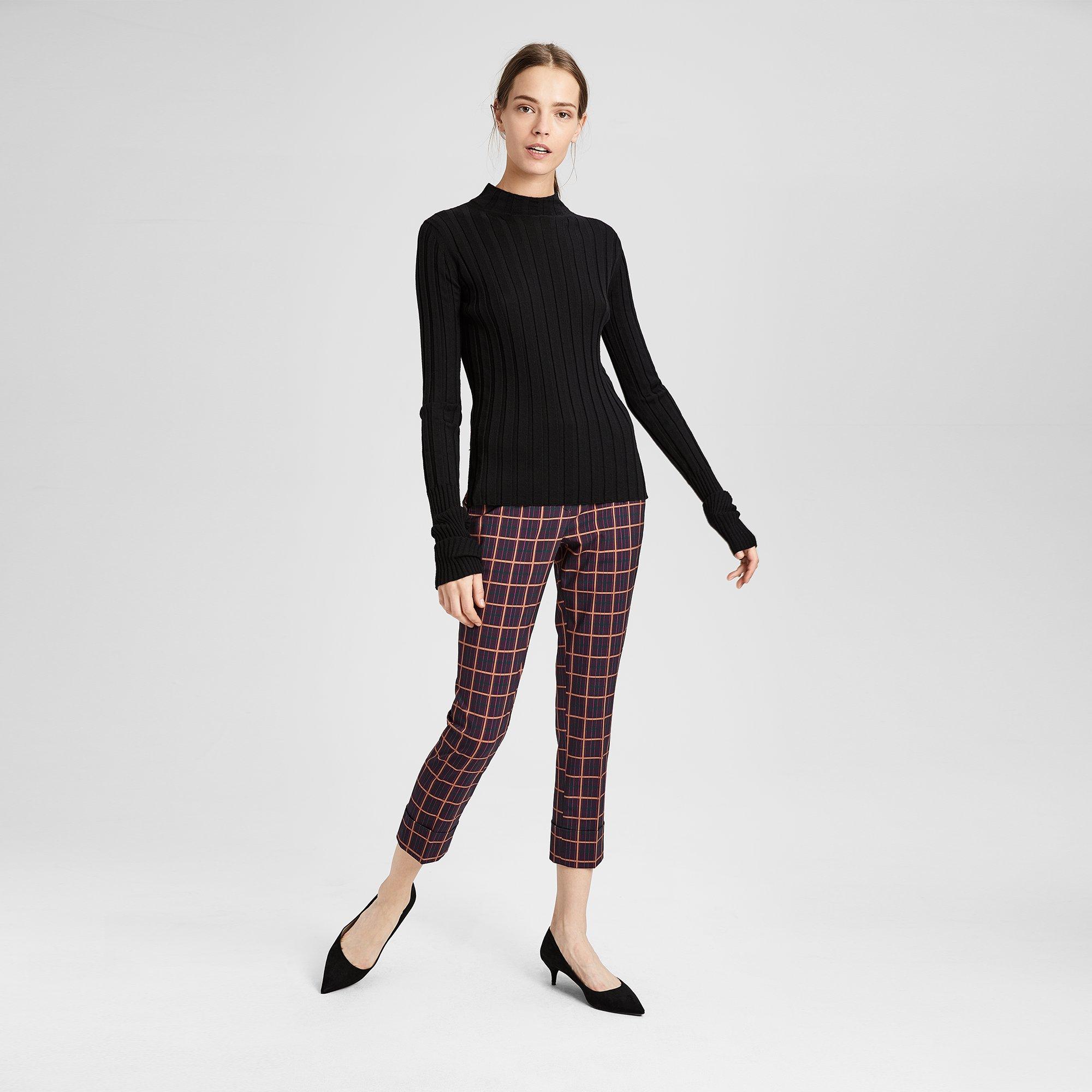 Crop Cuff Plaid Pant