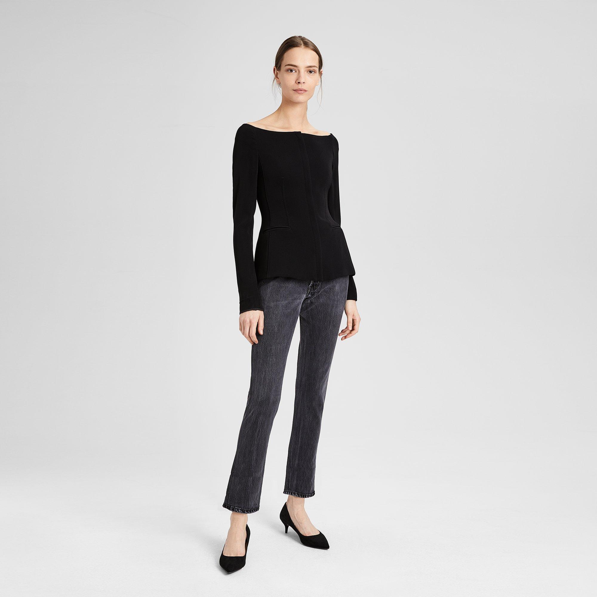 Off-The-Shoulder Crepe Jacket