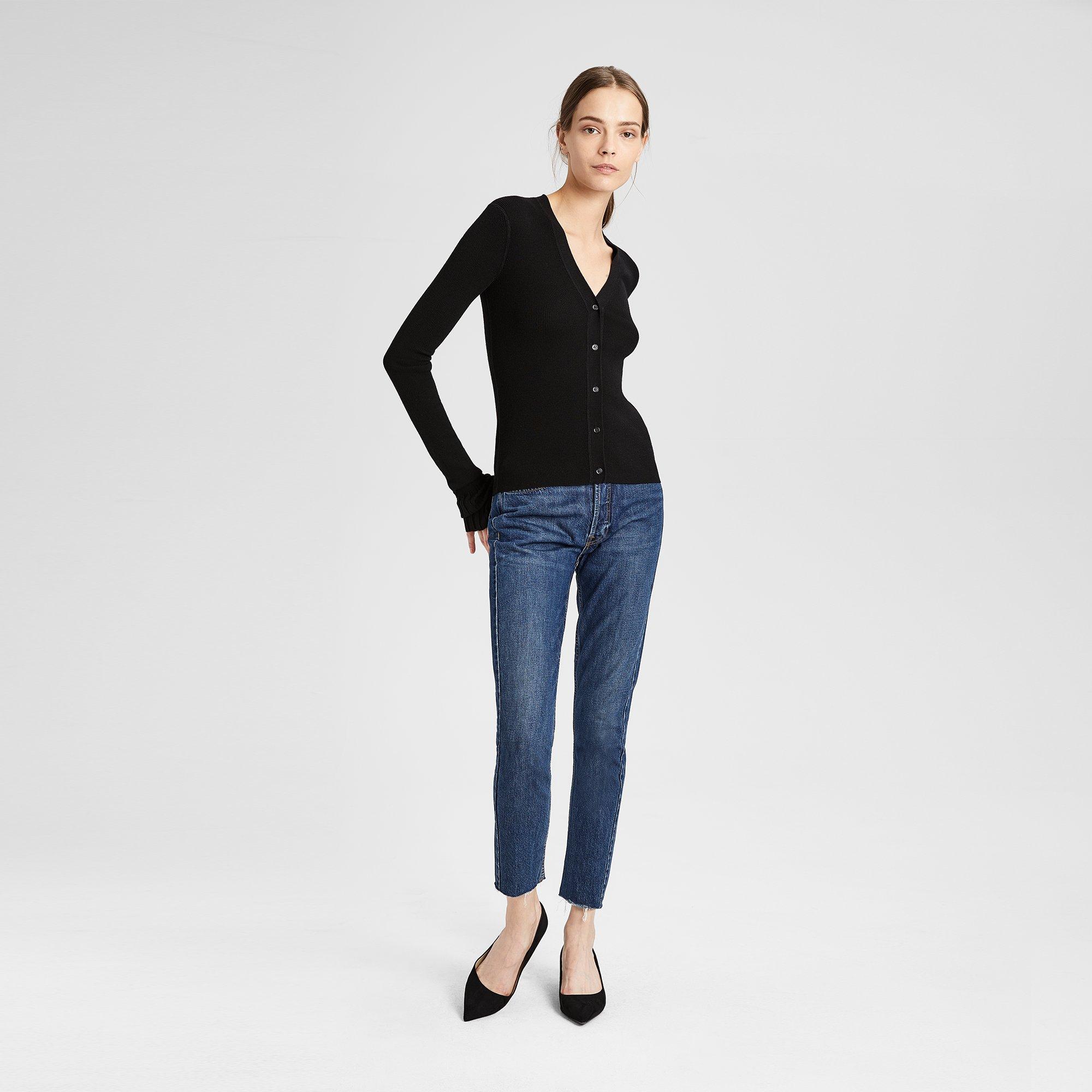 Theory Women's Wide Ribbed Cardigan, Ecru at Amazon Women's