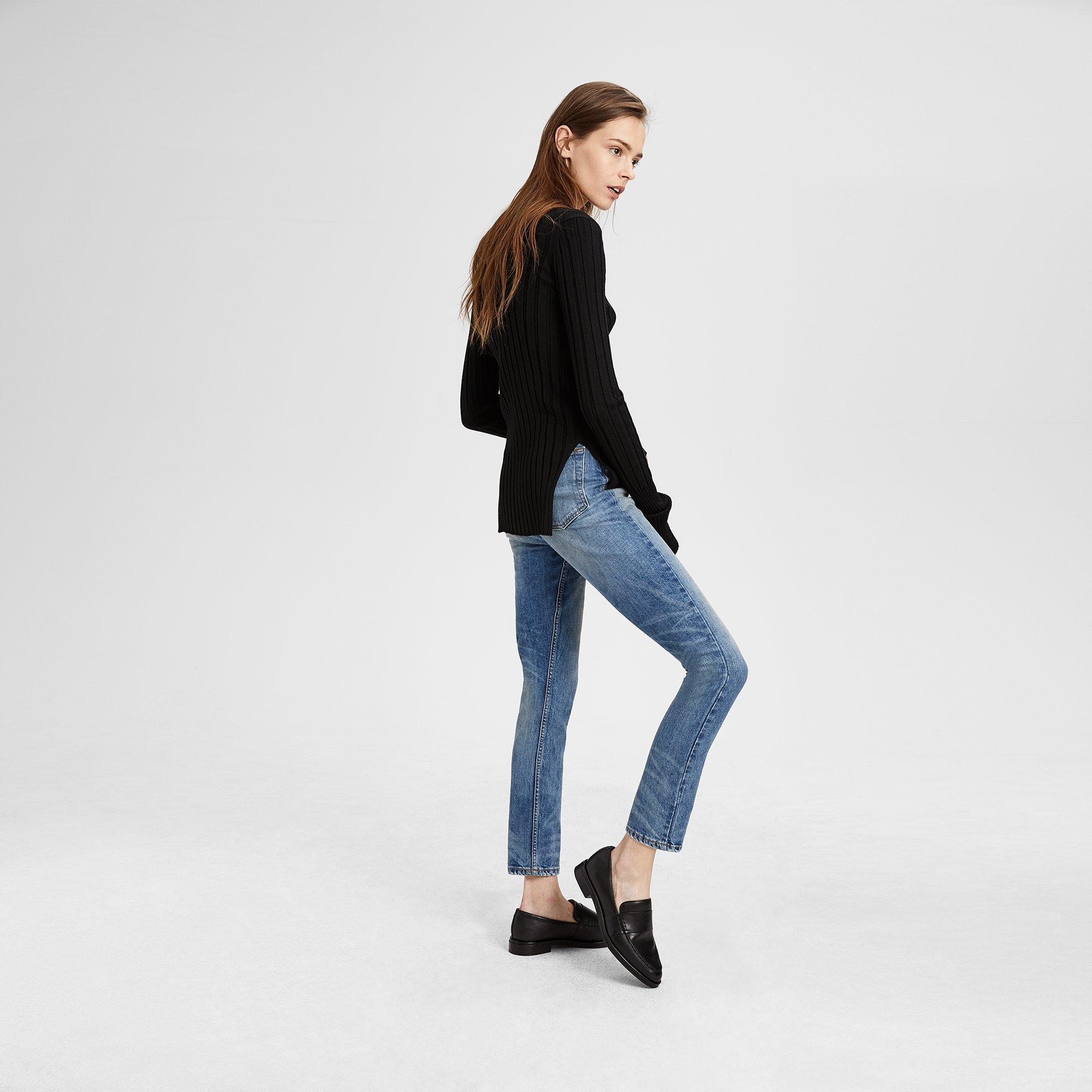 Wool Wide Rib Mock Pullover