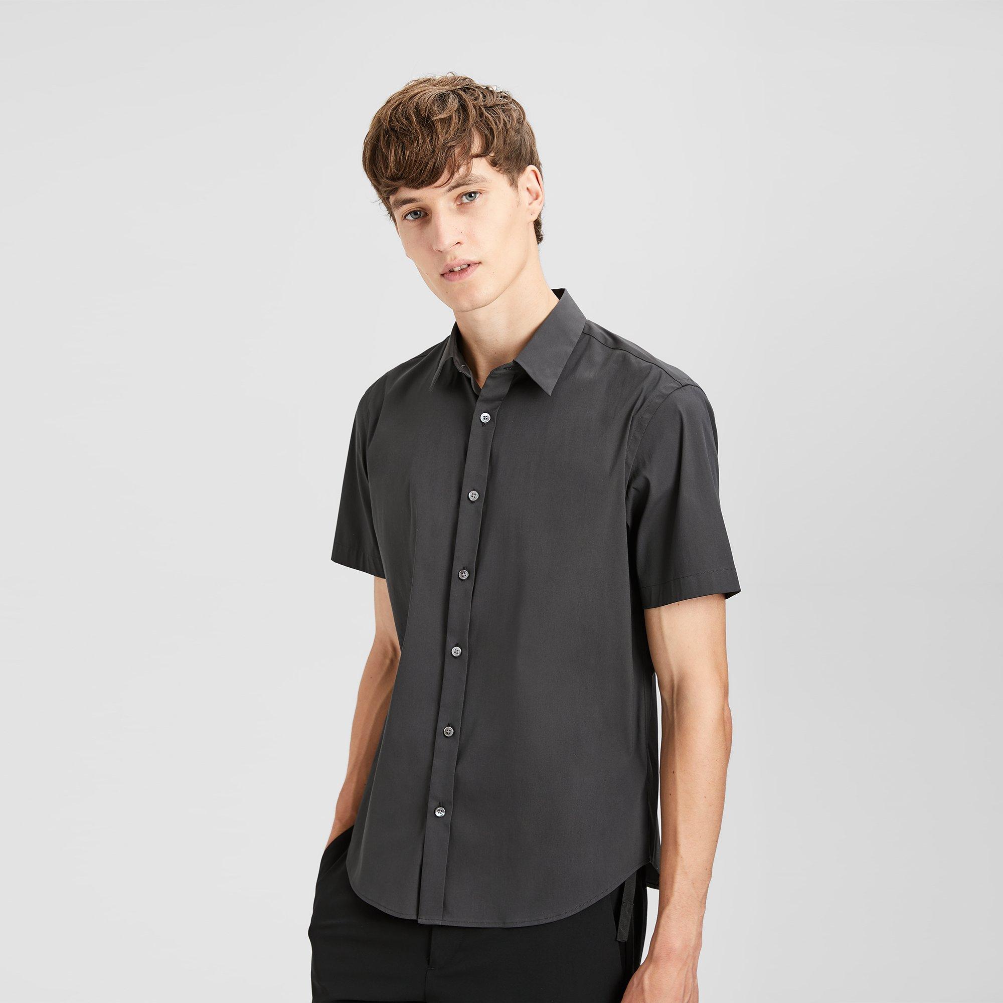 Clean Placket Short-Sleeve Shirt