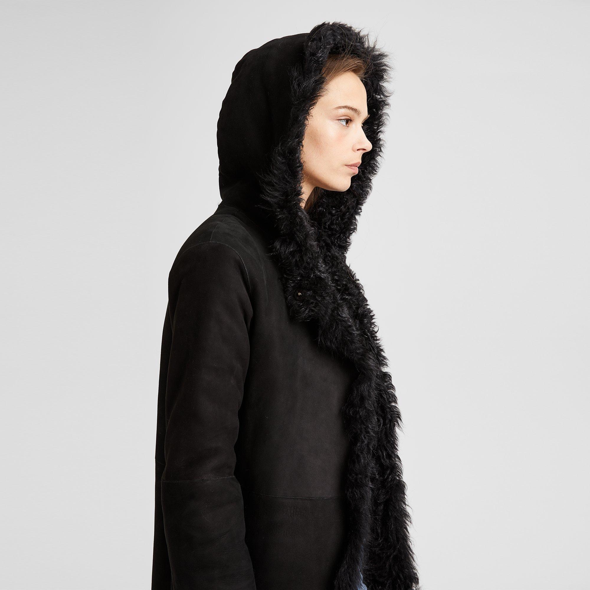 reversible shearling coat womens