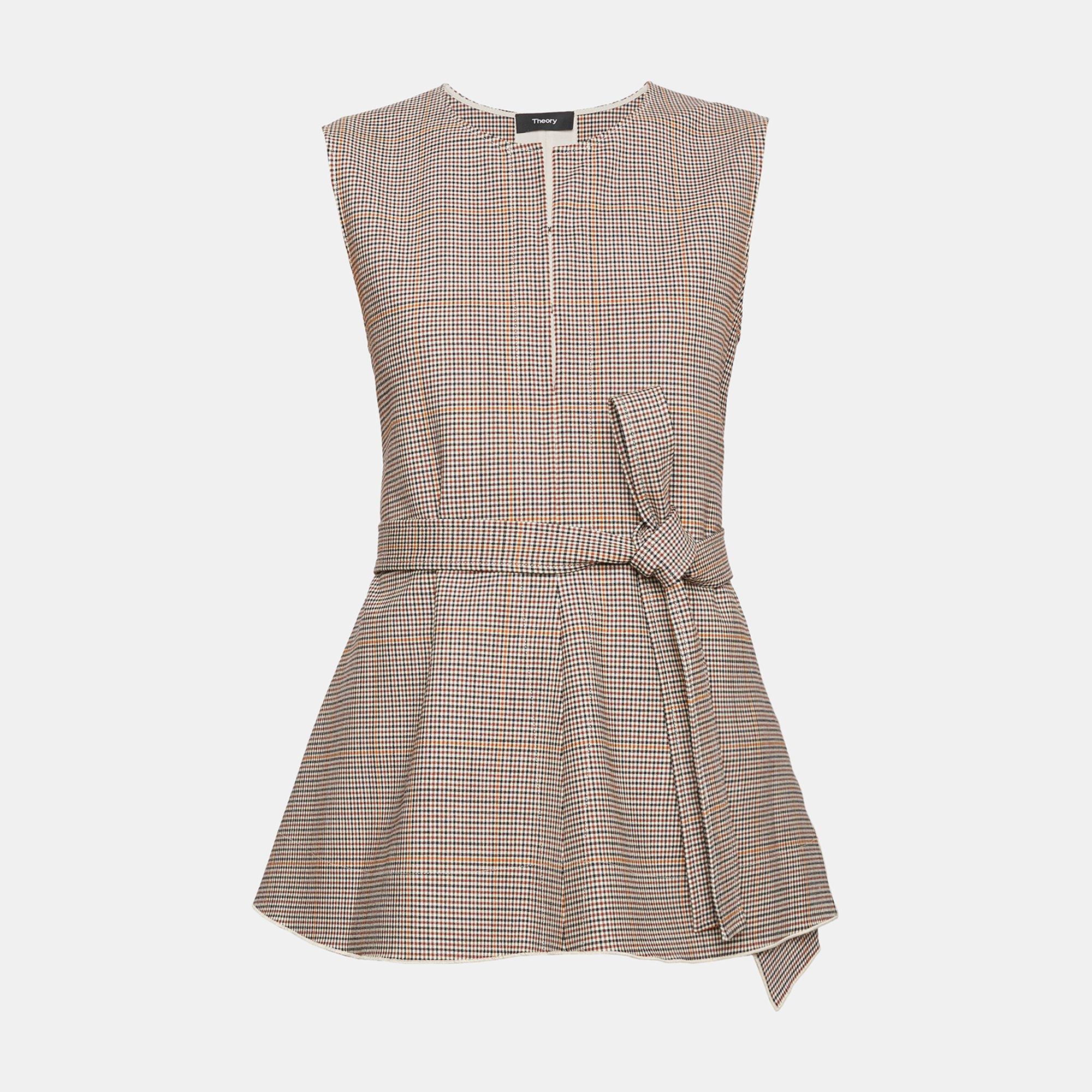 Stretch Wool Belted Peplum Top