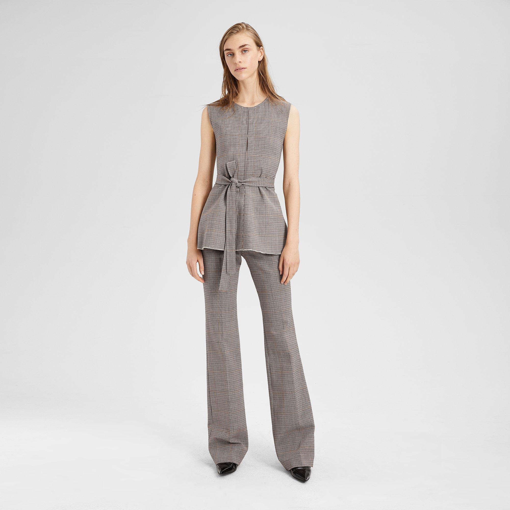 Stretch Wool Belted Peplum Top