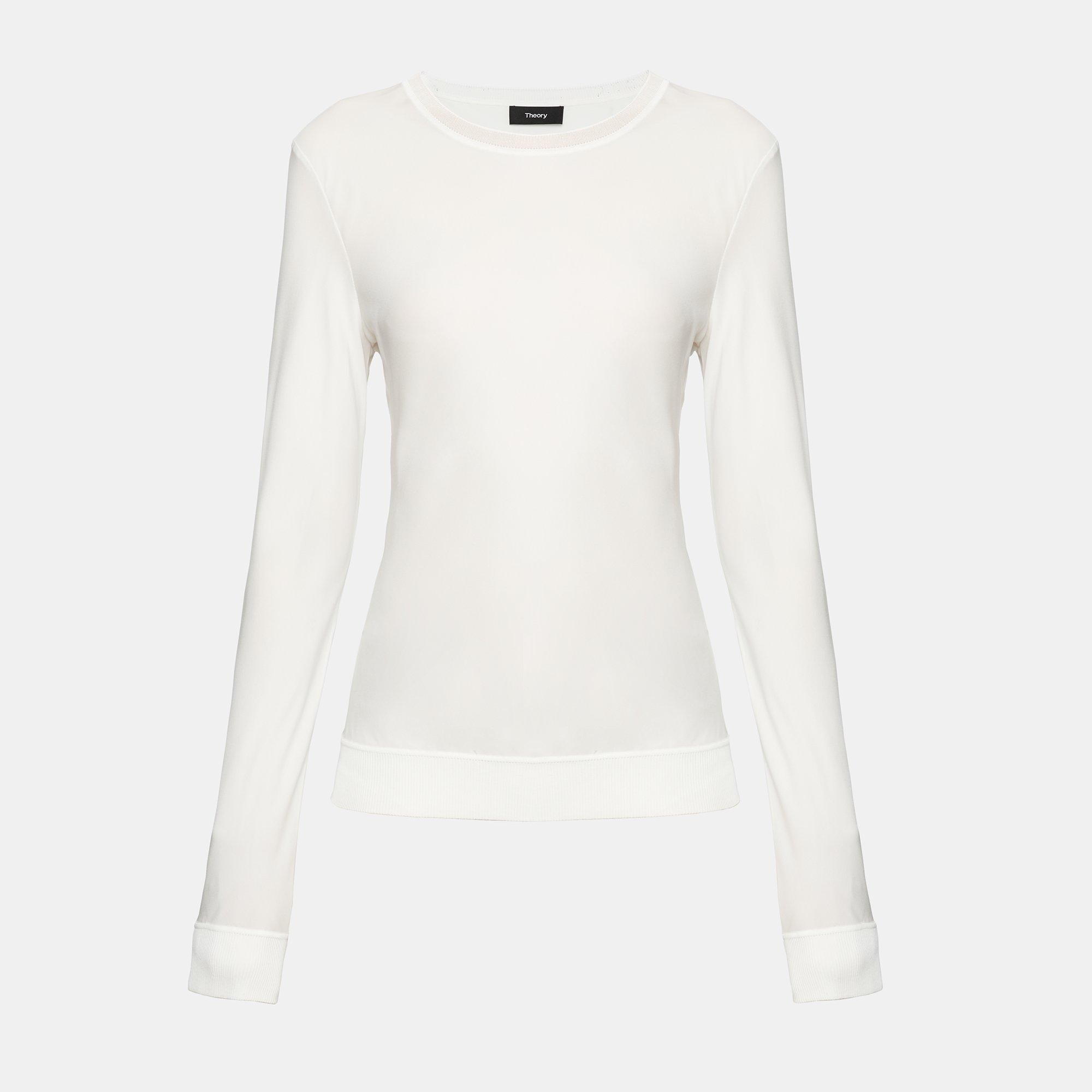 Silk Bias Long-Sleeve Crew