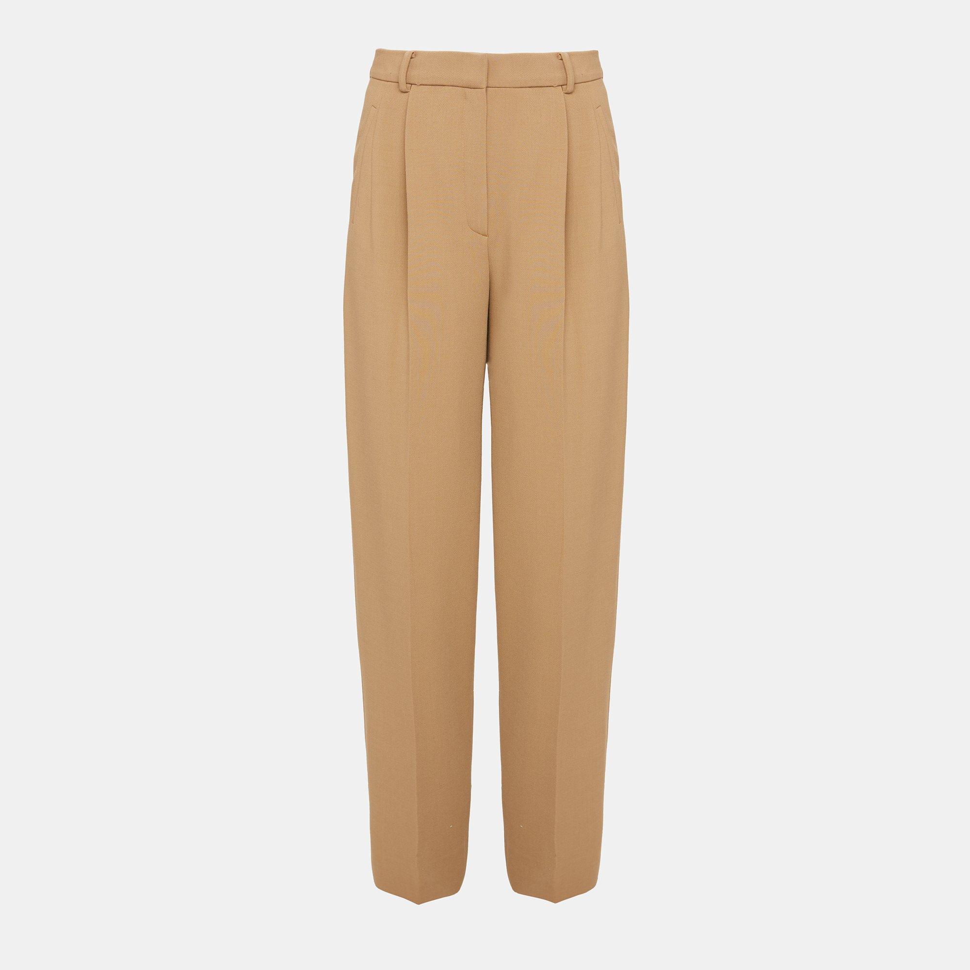 Stretch Wool Pleated High-Waist Pant