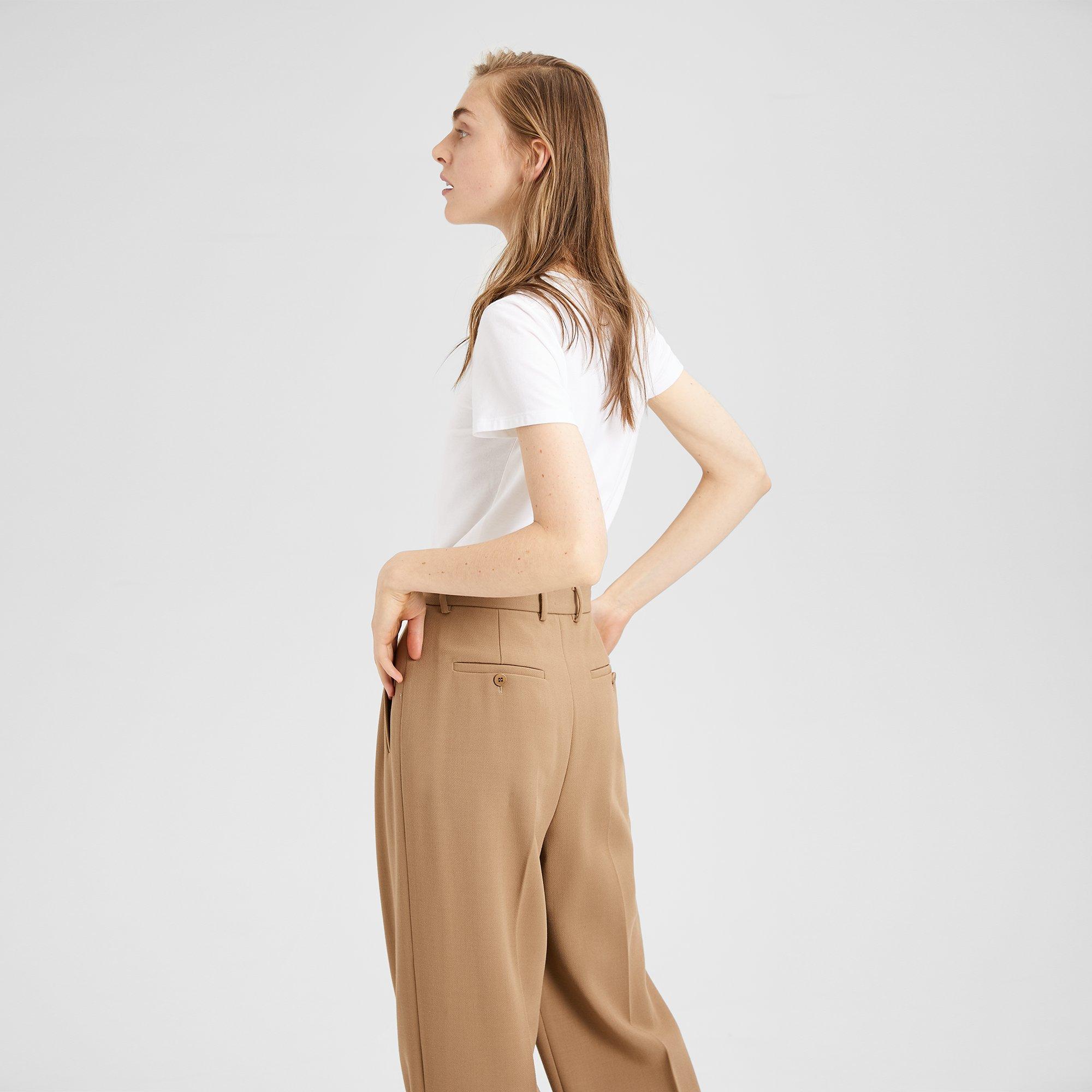 Stretch Wool Pleated High-Waist Pant