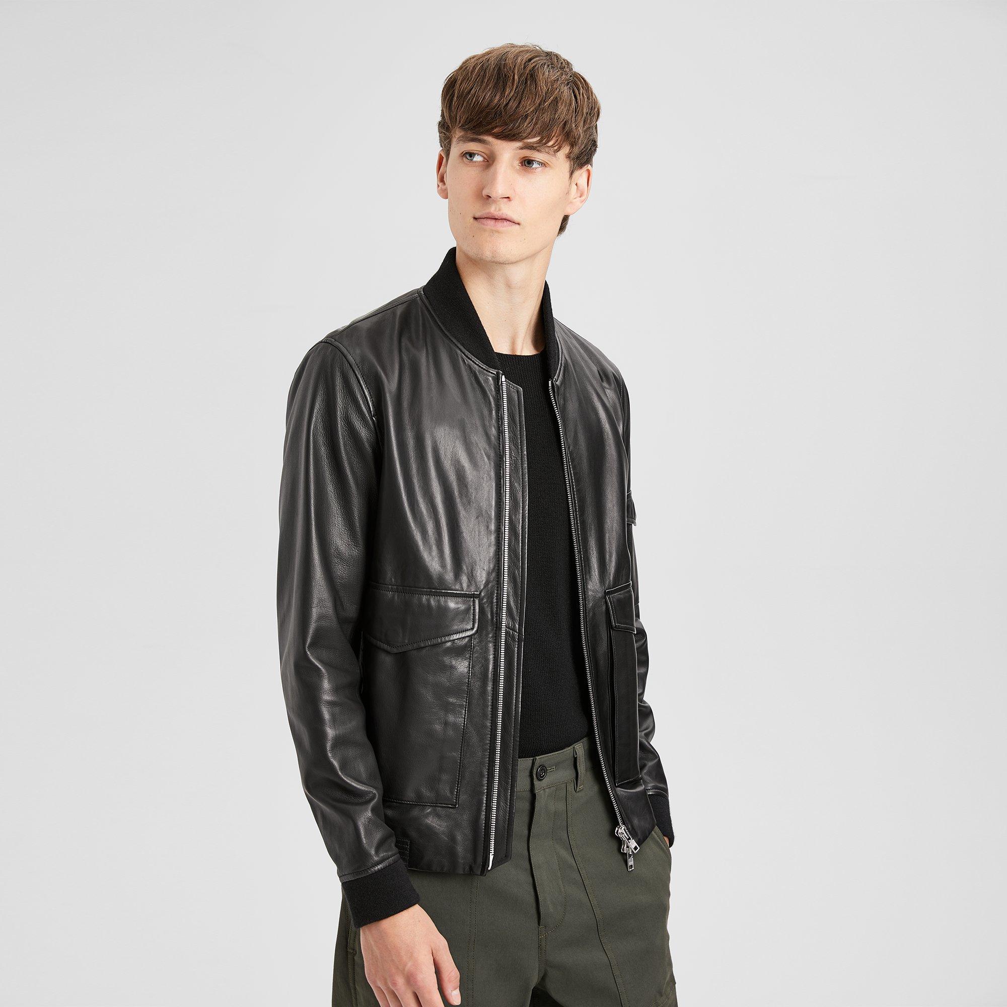 theory woven leather bomber jacket