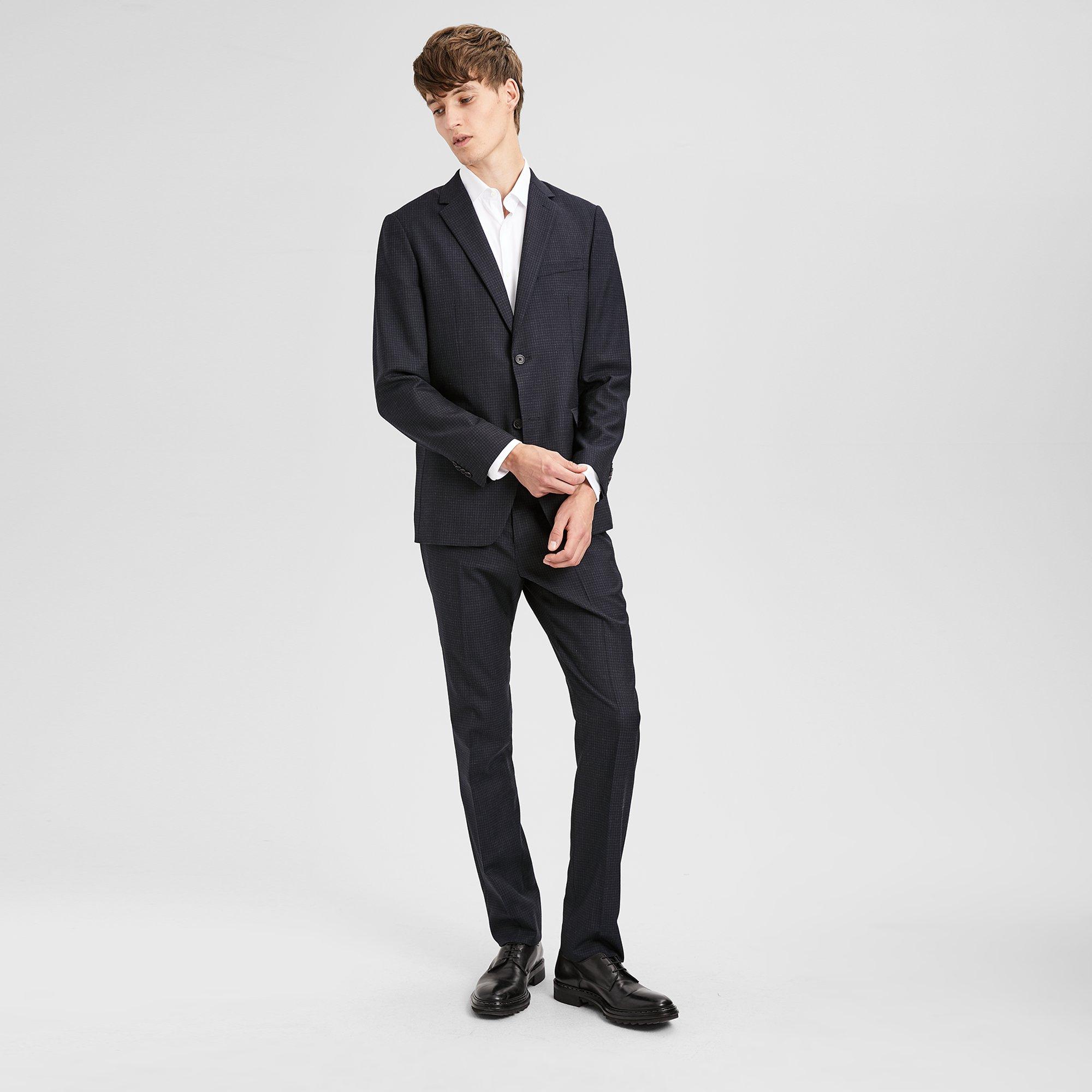 Single-Breasted Jacket in Wool Flannel Check