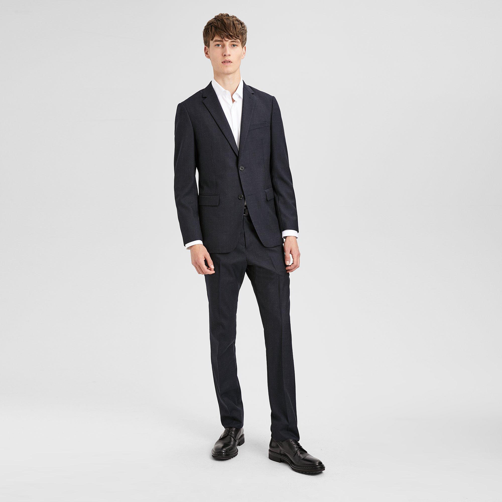 Single-Breasted Jacket in Wool Flannel Check