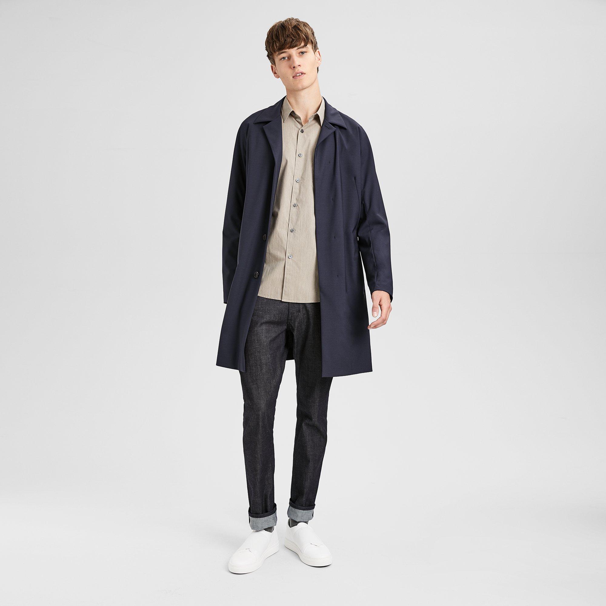 Theory Official Site | Stretch Wool Modern Balmacaan Coat