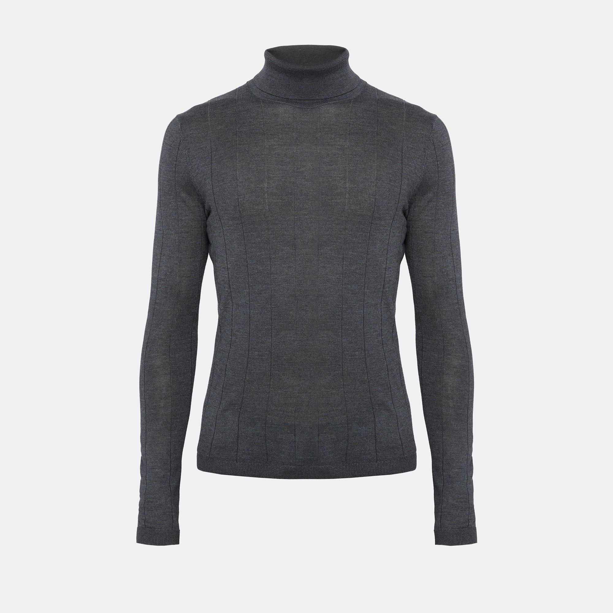 Silk-Cashmere Ribbed Turtleneck