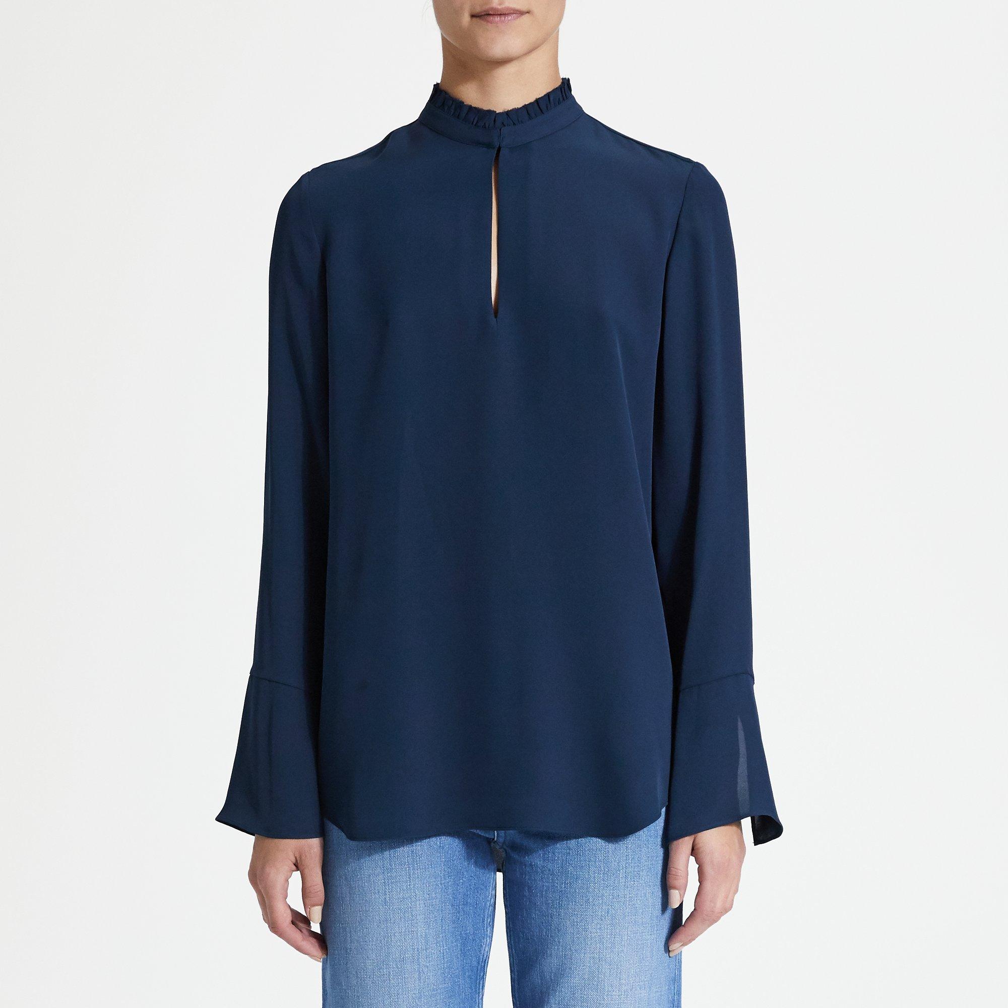 Silk Ruffled Neck Blouse