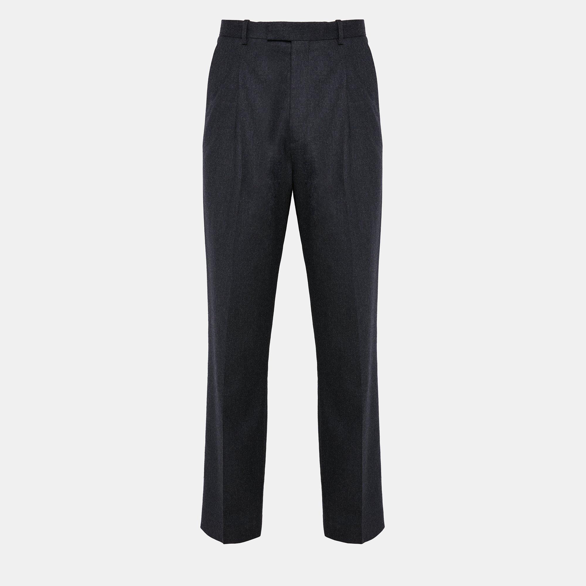 Wool Flannel Pleated Wide Pant