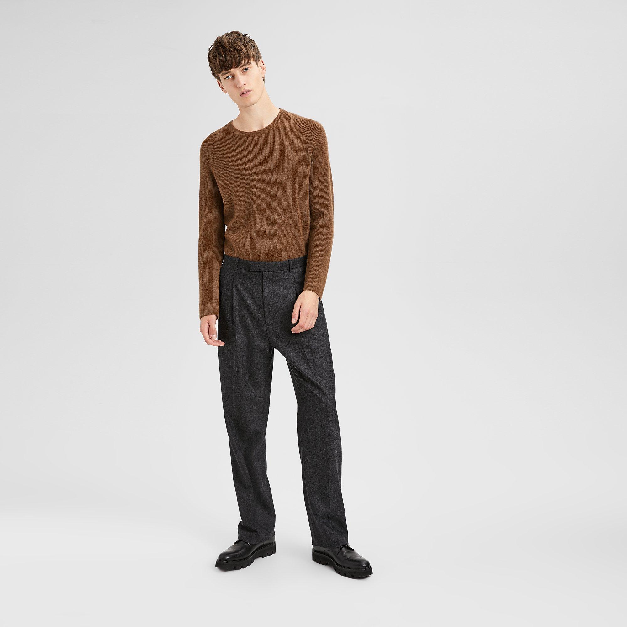 Wool Flannel Pleated Wide Pant | Theory