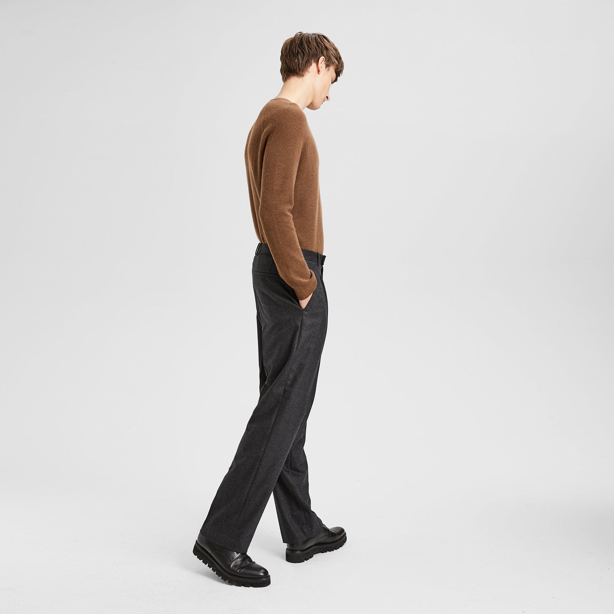 Wool Flannel Pleated Wide Pant