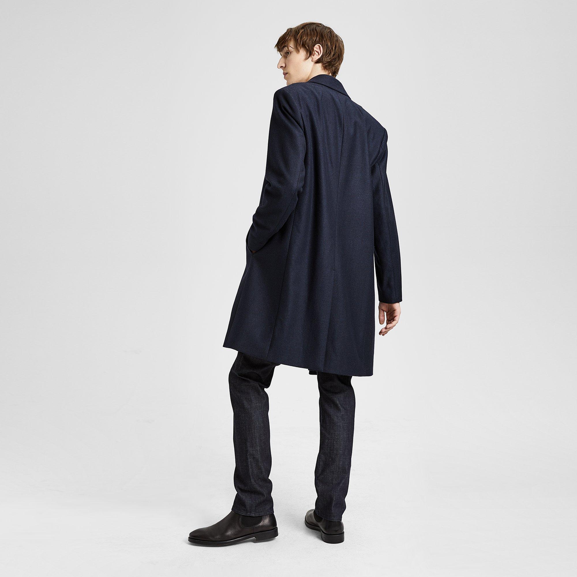 Wool Herringbone Tailored Top Coat