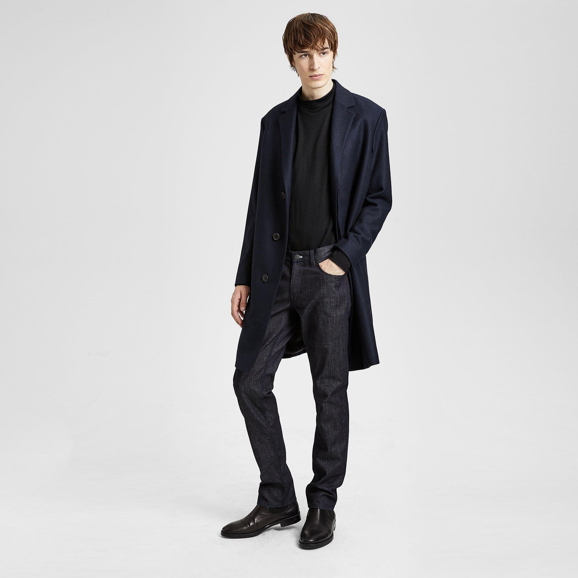 Wool Herringbone Tailored Top Coat
