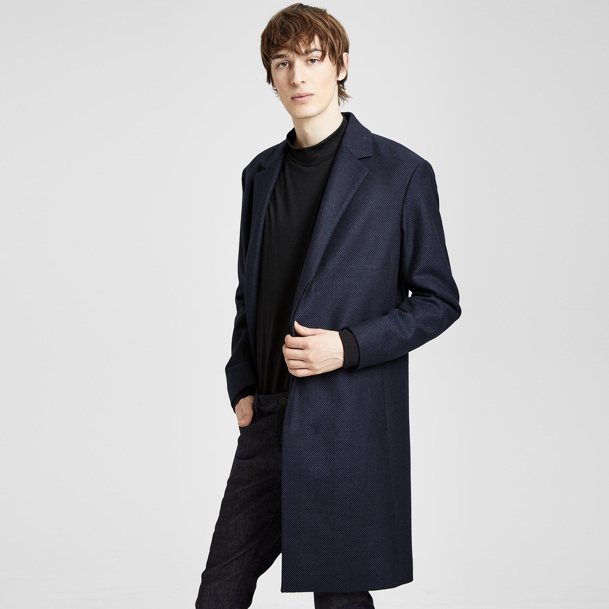 Wool Herringbone Tailored Top Coat