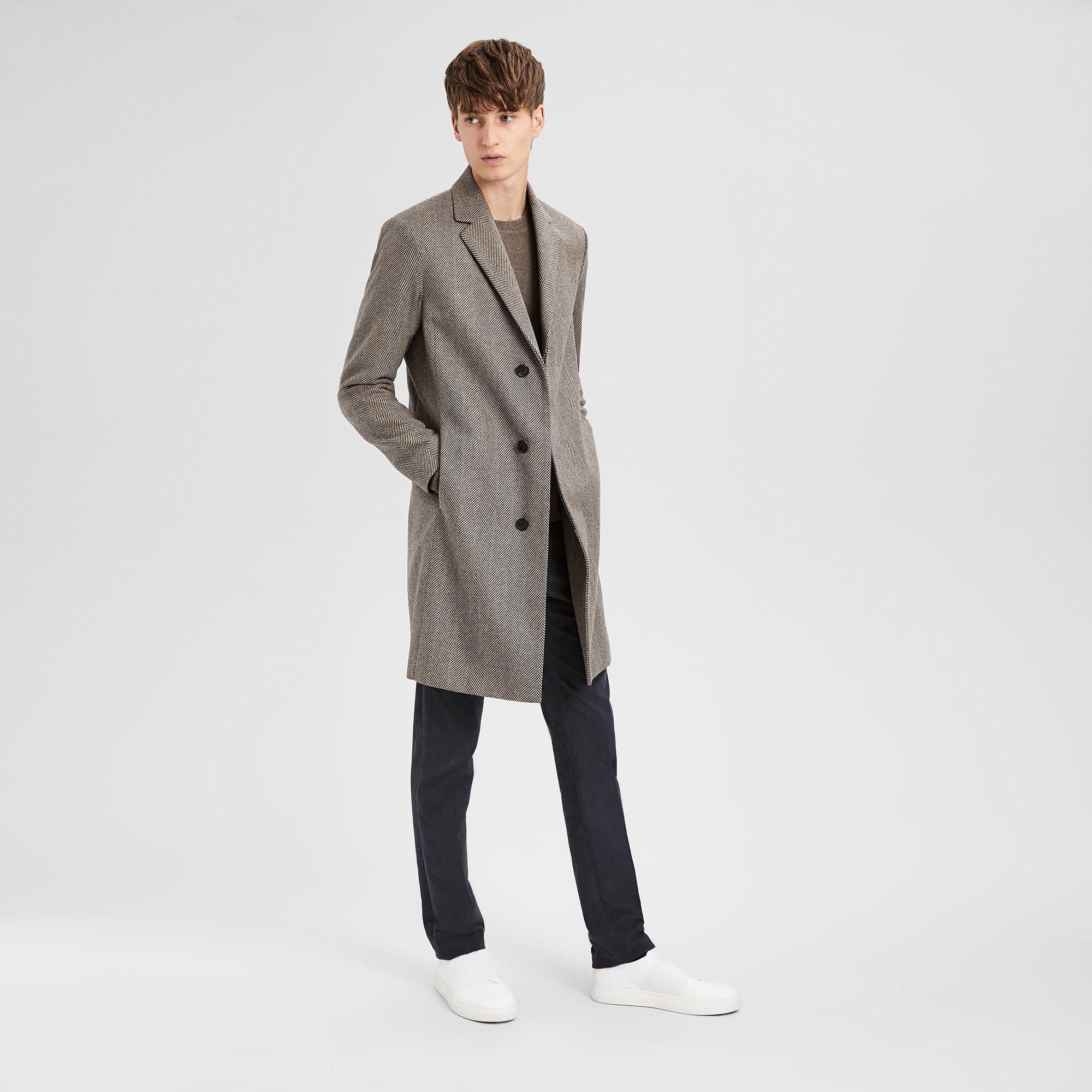 Wool Herringbone Tailored Top Coat
