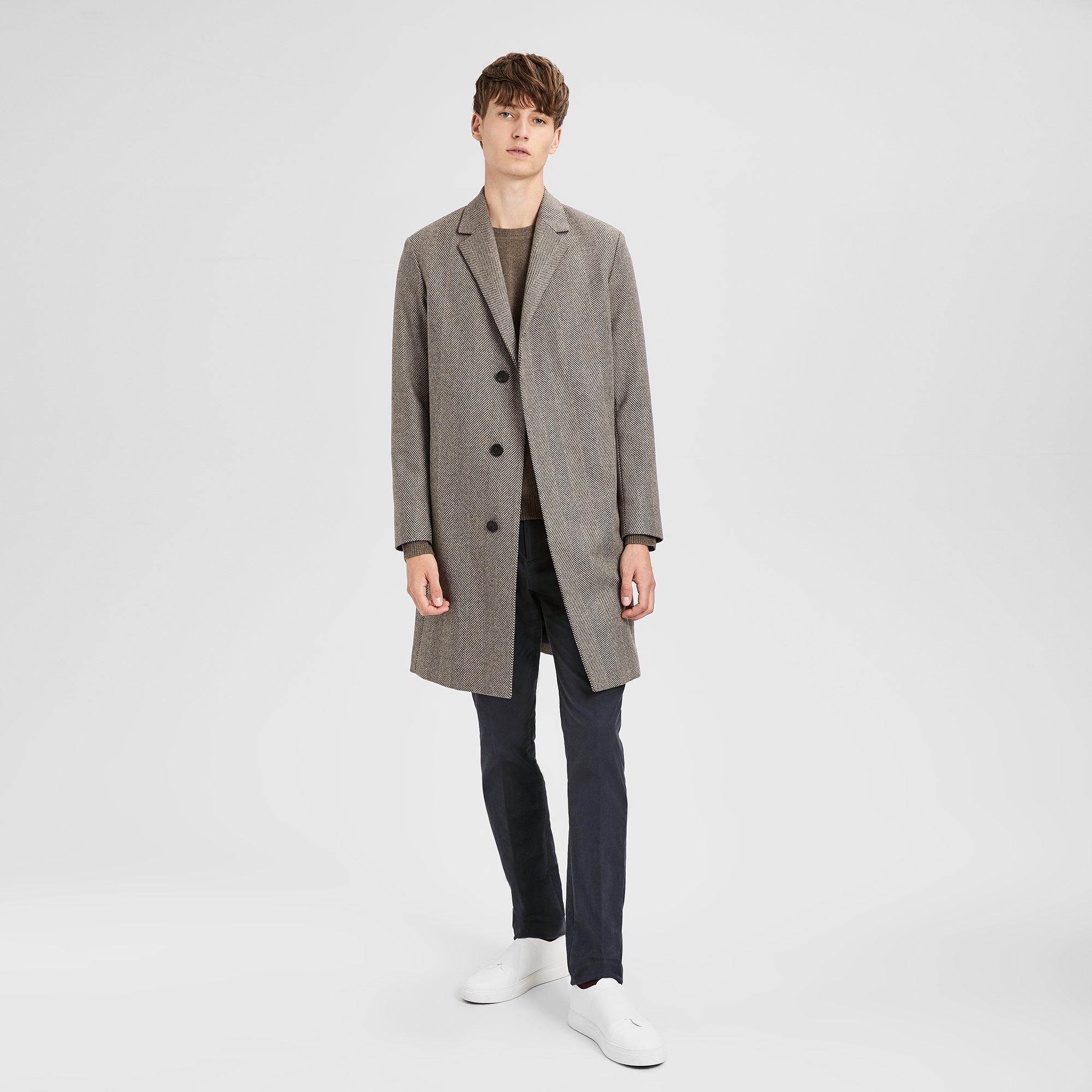 Wool Herringbone Tailored Top Coat