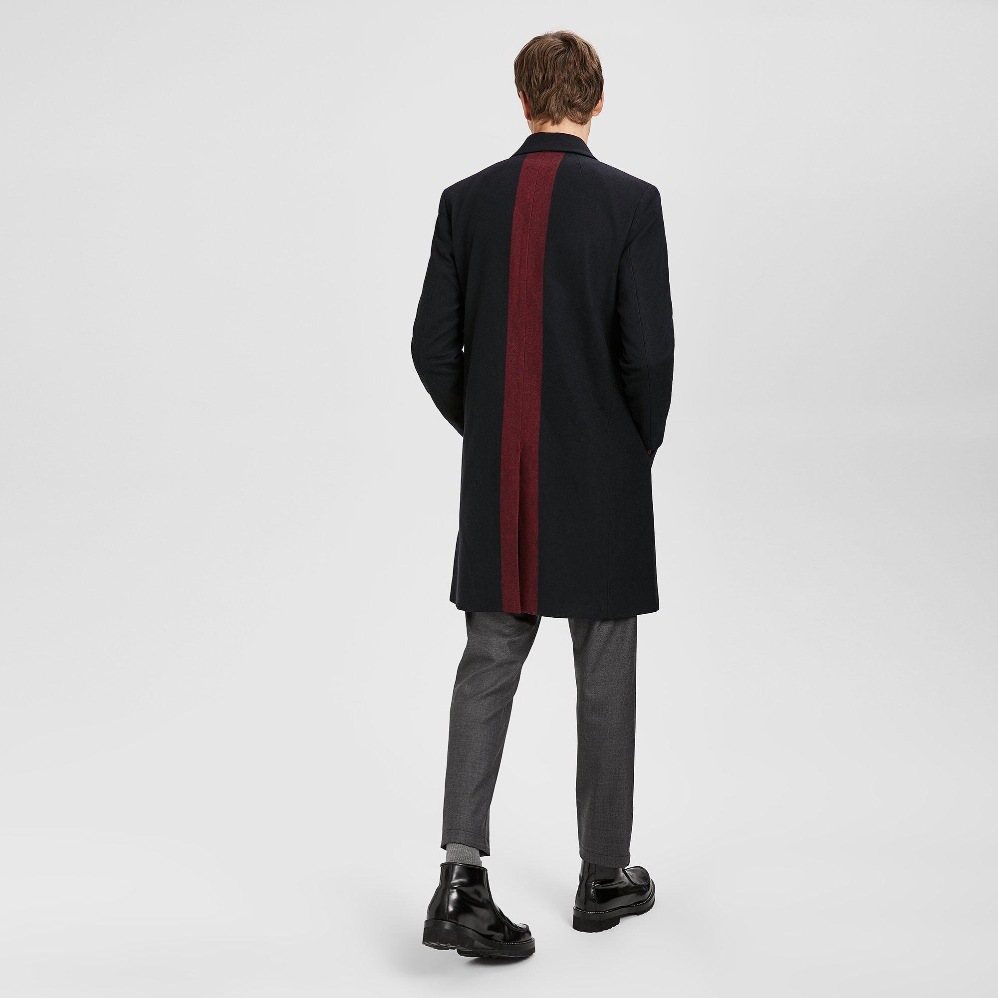 Wool Striped Tailored Top Coat