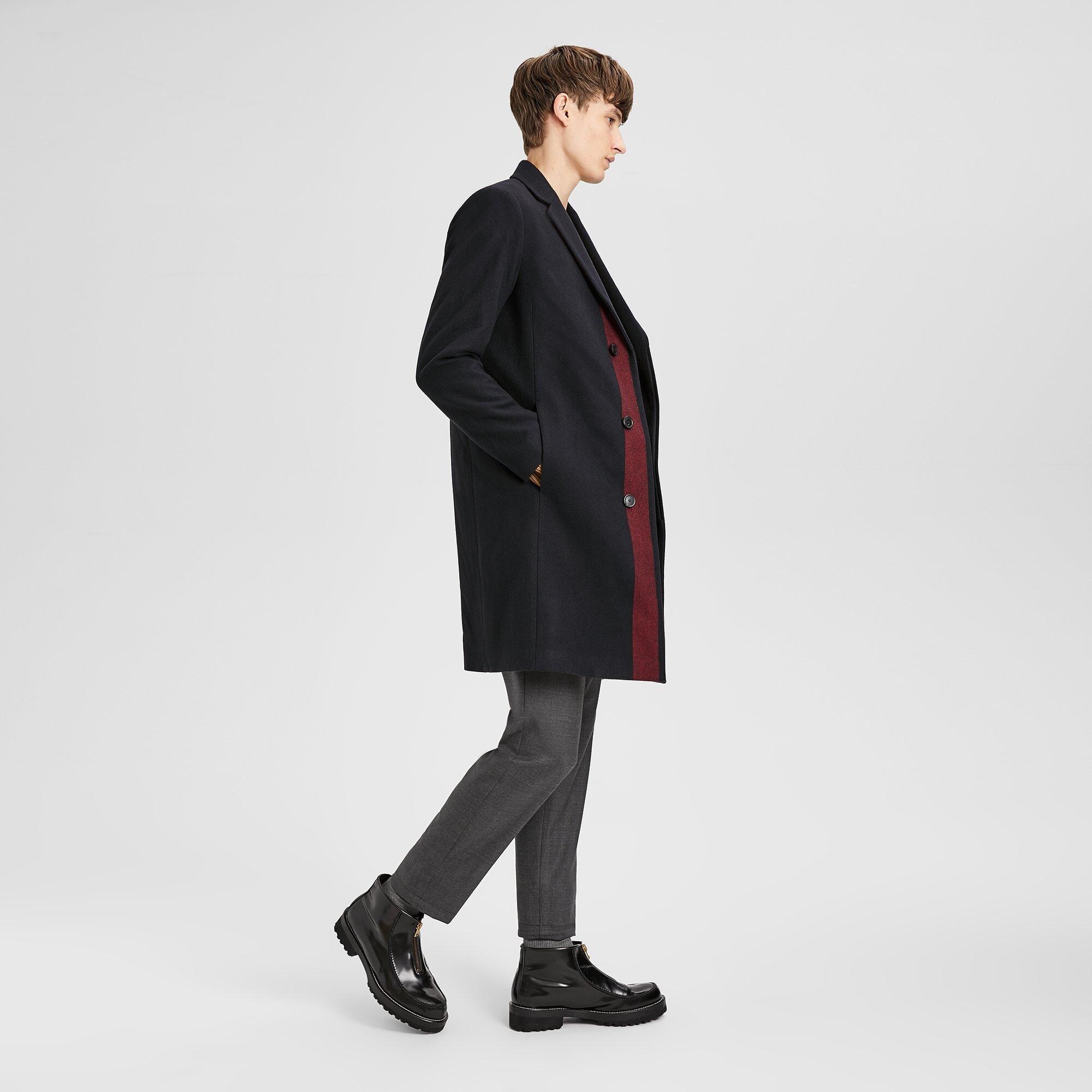 Wool Striped Tailored Top Coat