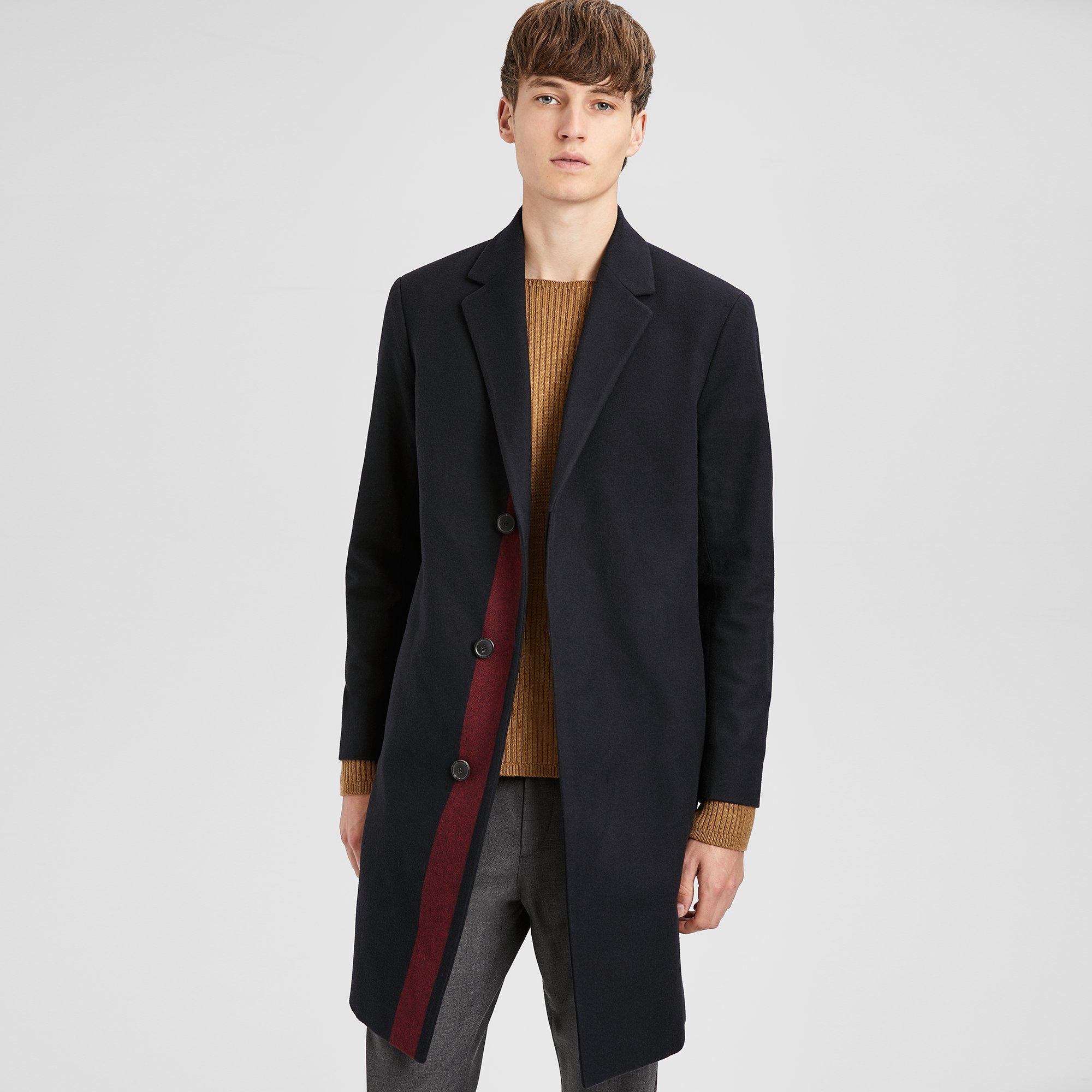 Wool Striped Tailored Top Coat