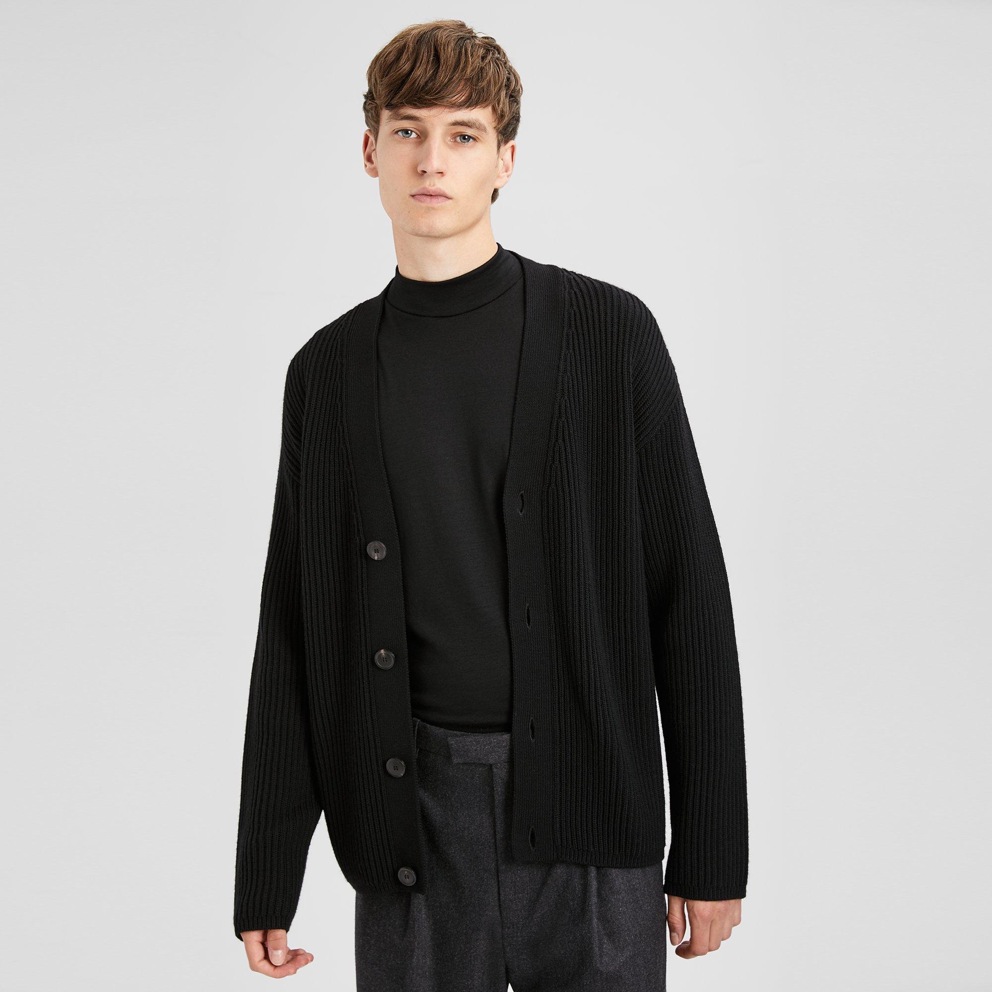 Wool Ribbed Cardigan