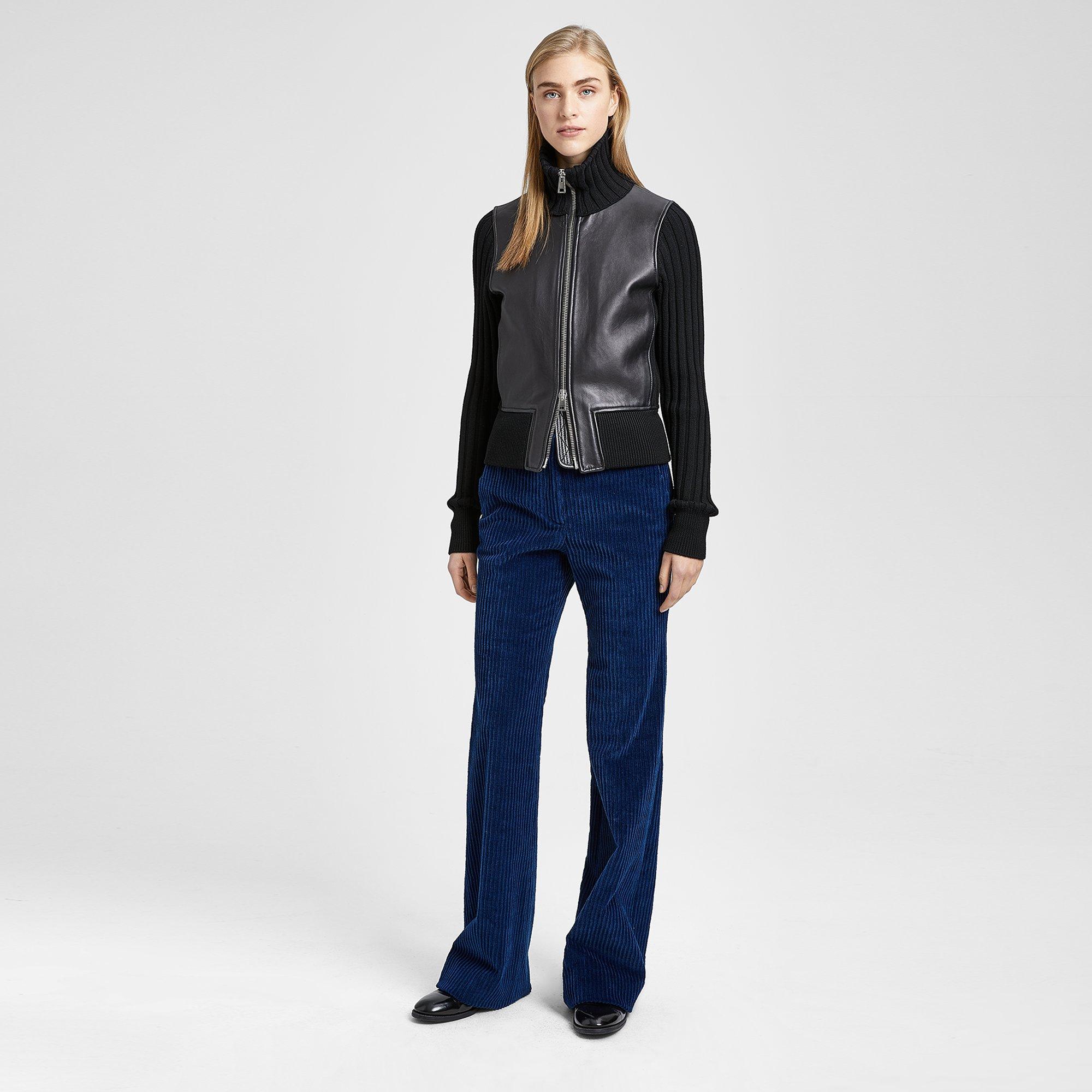 Leather Ribbed Jacket