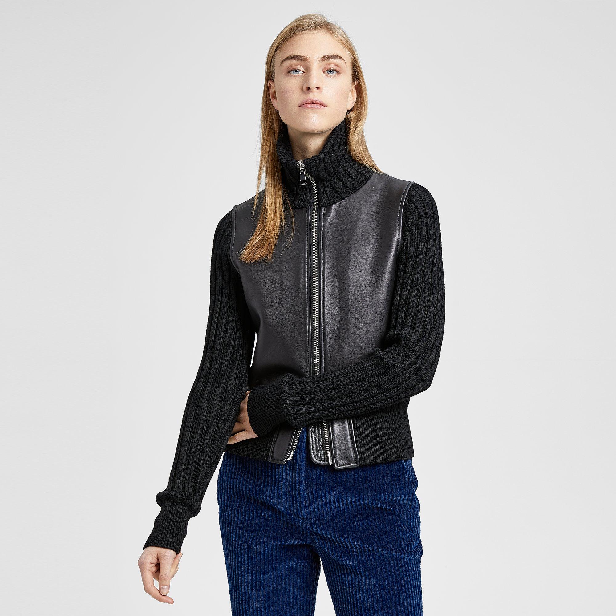 Leather Ribbed Jacket