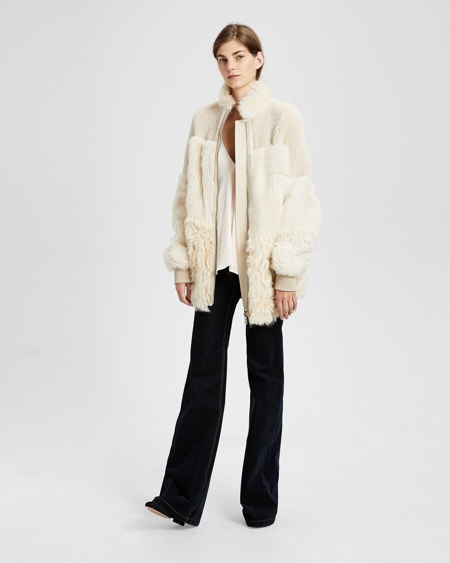 Theory Official Site | Shearling Patchwork Coat Theory Official Site | Shearling Patchwork Coat