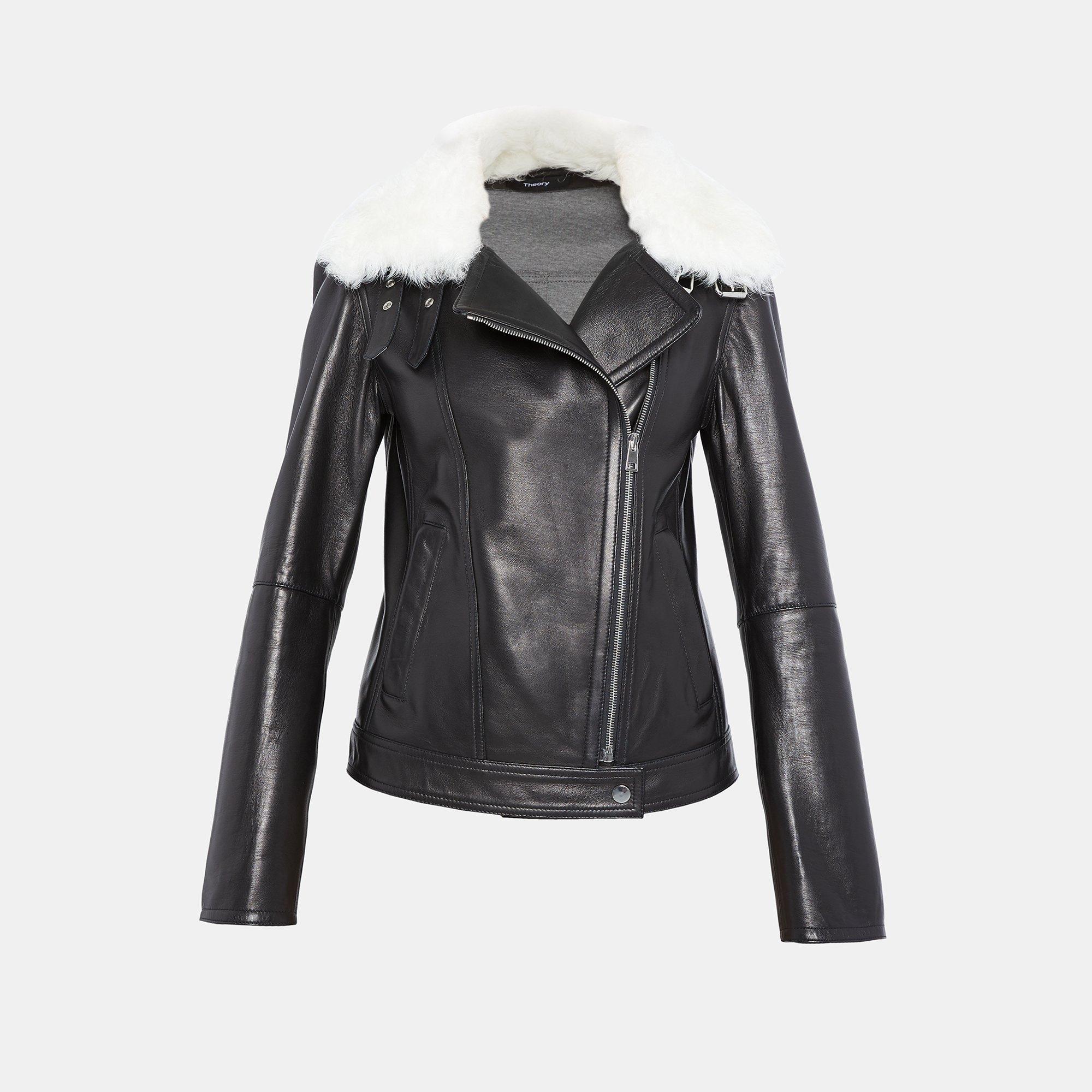 Shearling-Trimmed Moto Jacket