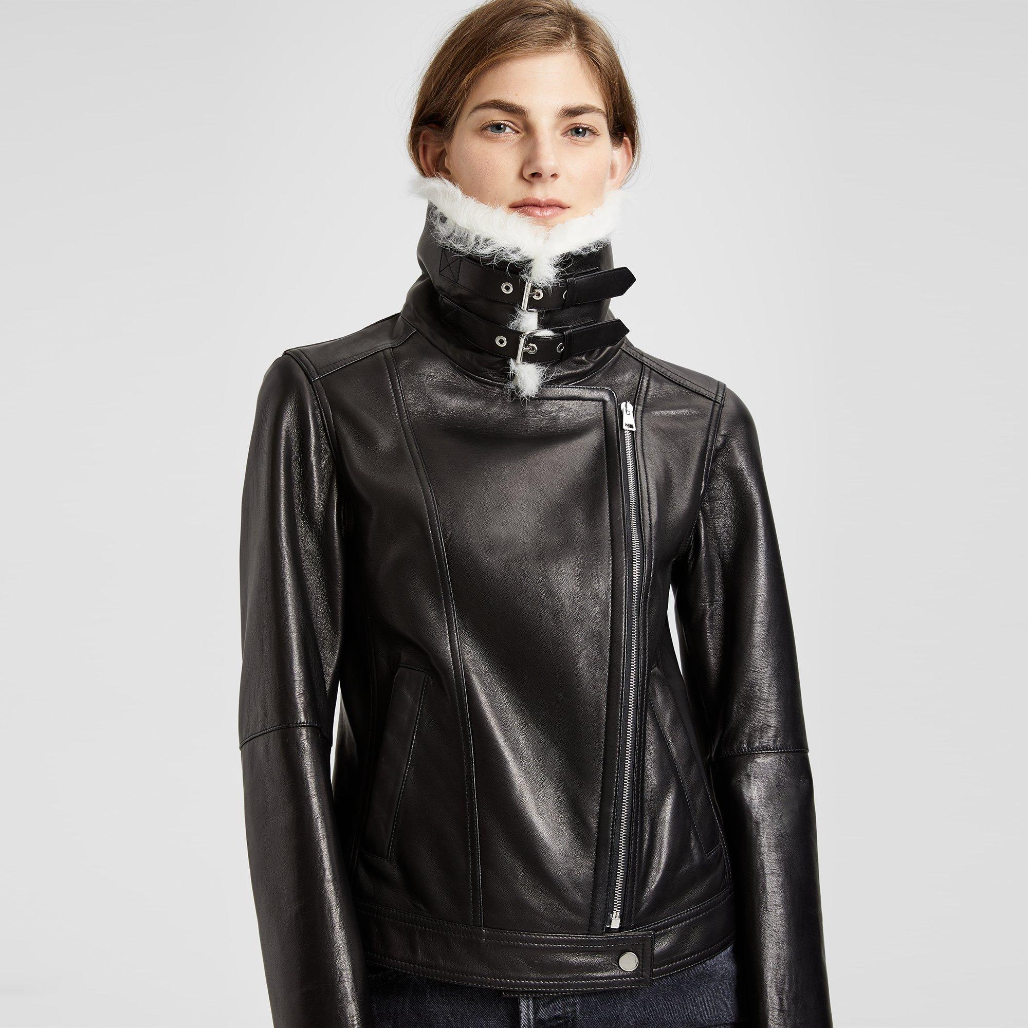 Shearling-Trimmed Moto Jacket