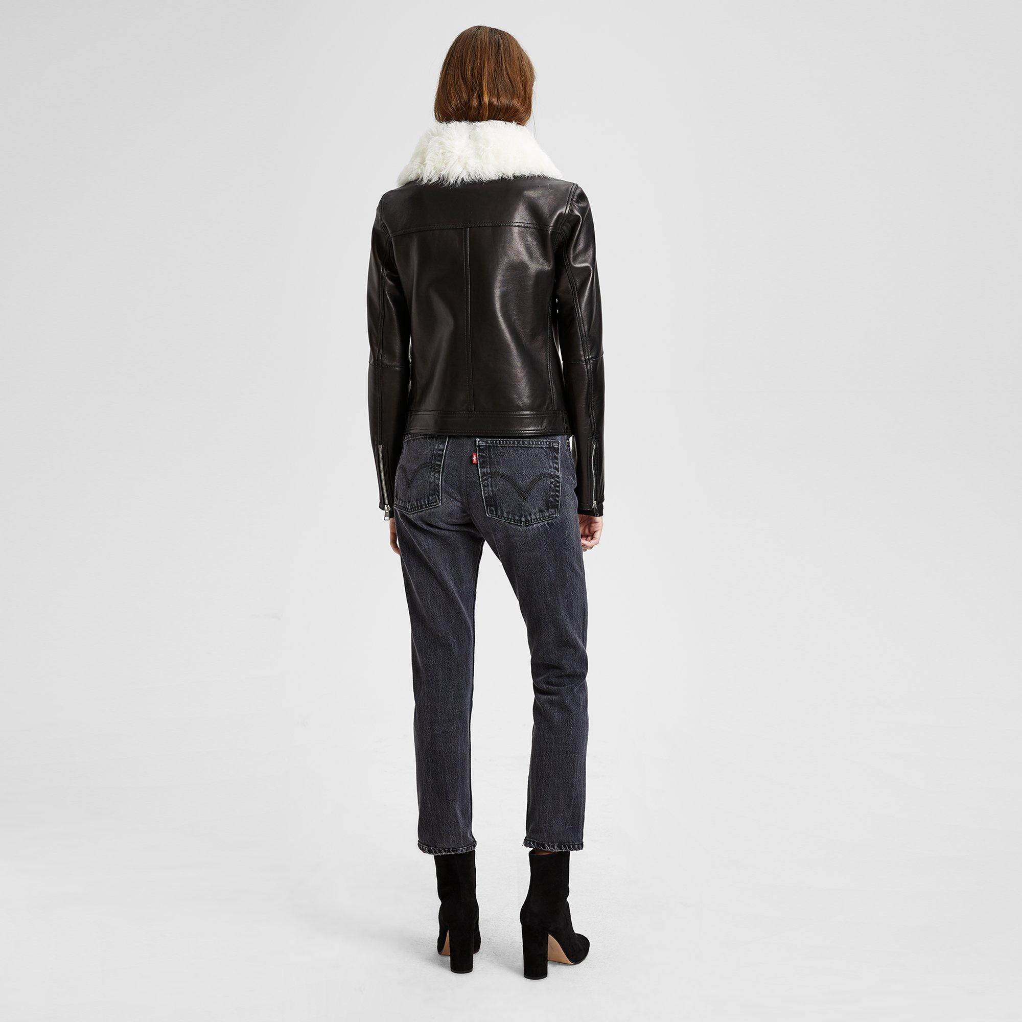 Shearling-Trimmed Moto Jacket