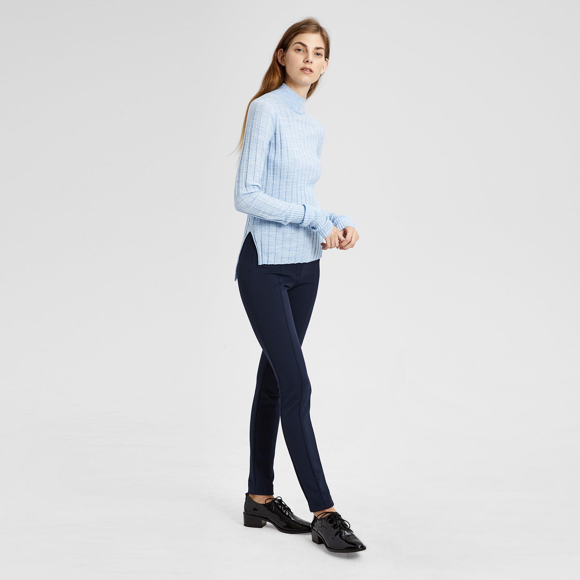 Wool Wide Rib Mock Pullover