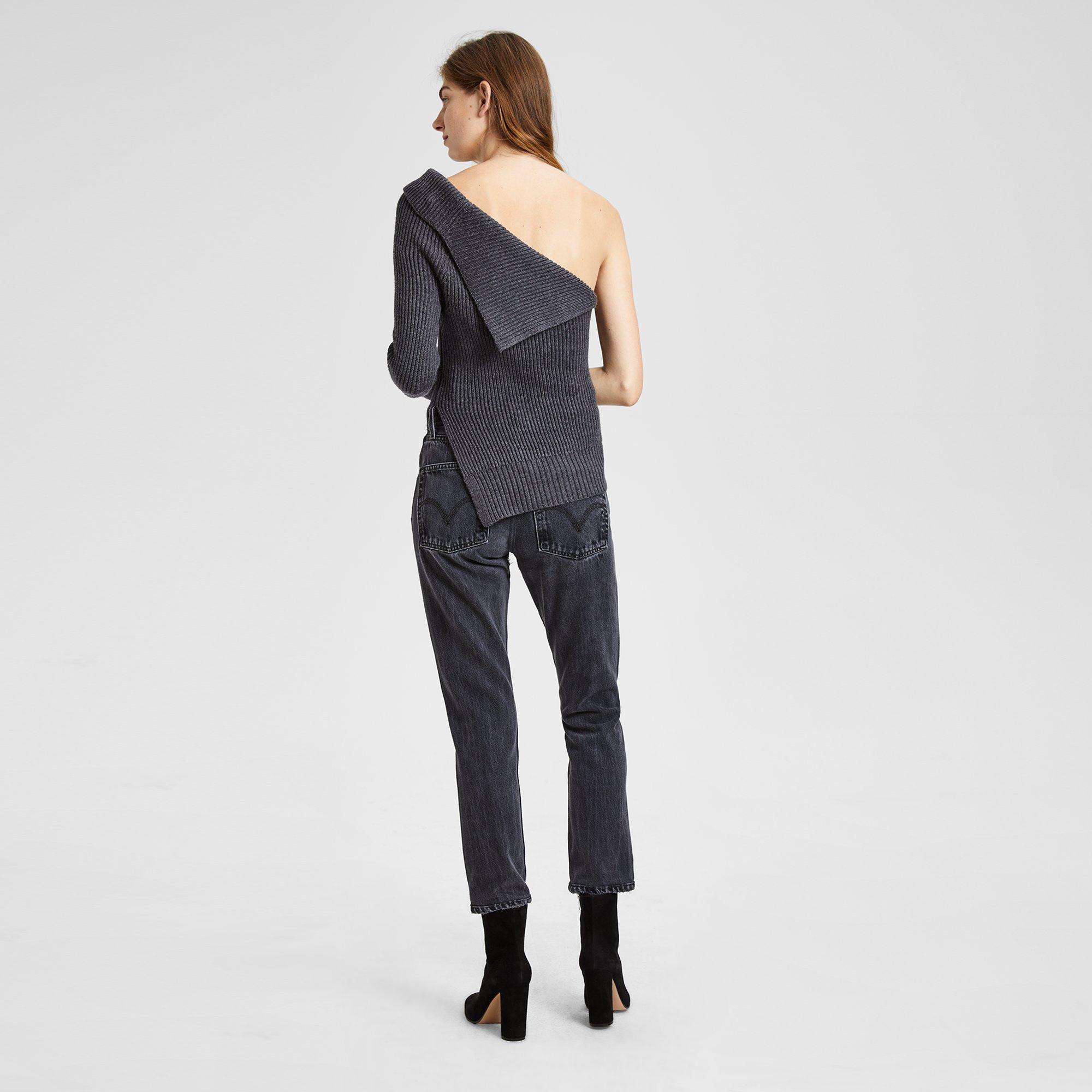 Felted Knit Off-The-Shoulder Sweater